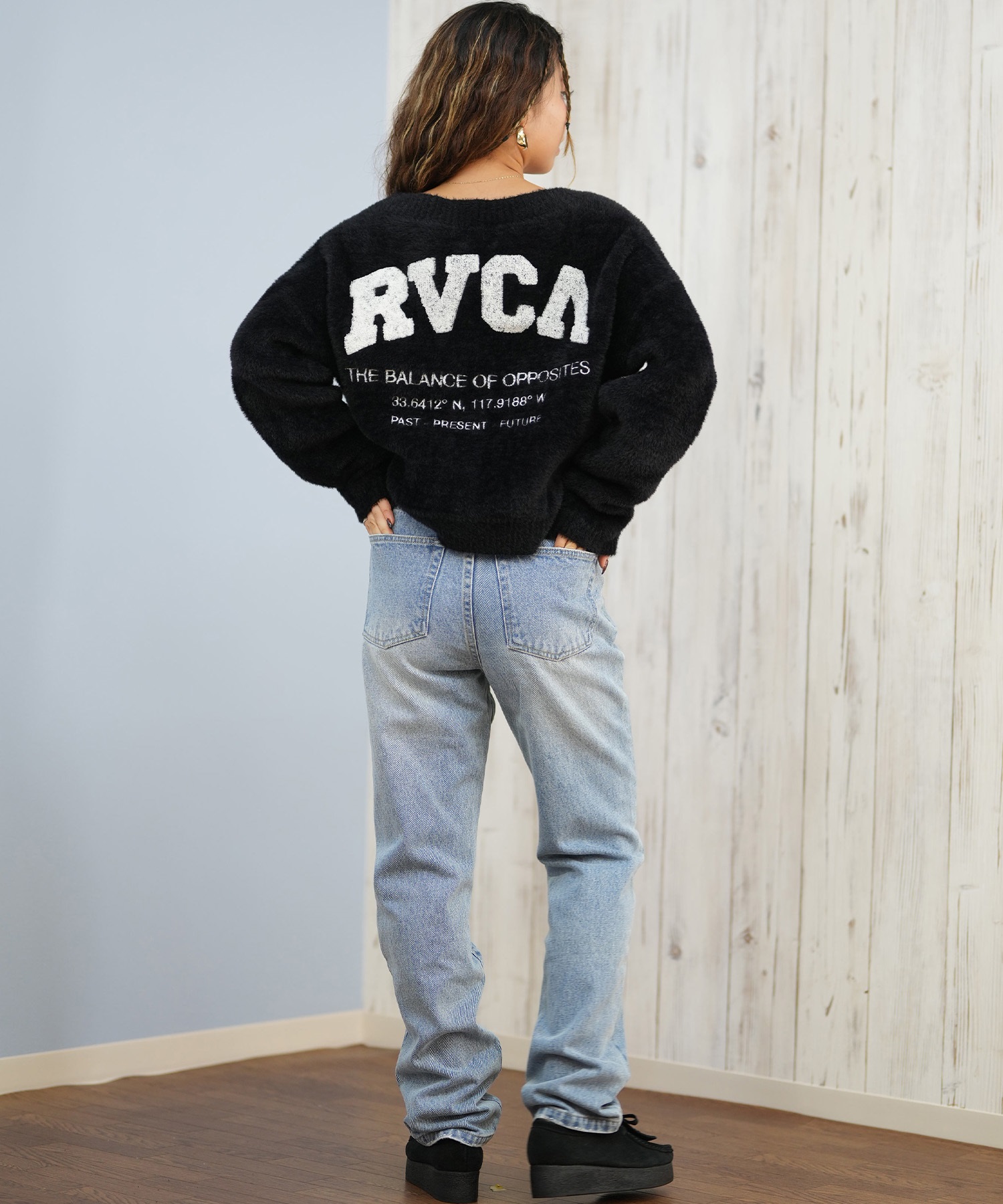 RVCA ルーカ ニット セーター カーディガン レディース バックプリント ロゴ BF044-P66(CLO-M)