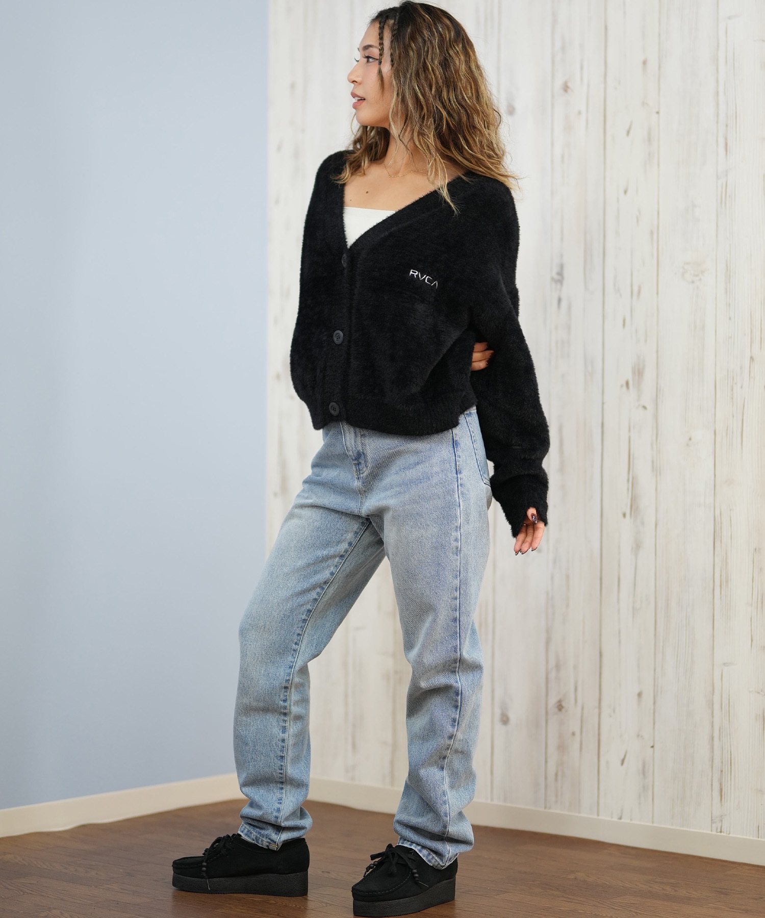 RVCA ルーカ ニット セーター カーディガン レディース バックプリント ロゴ BF044-P66(CLO-M)
