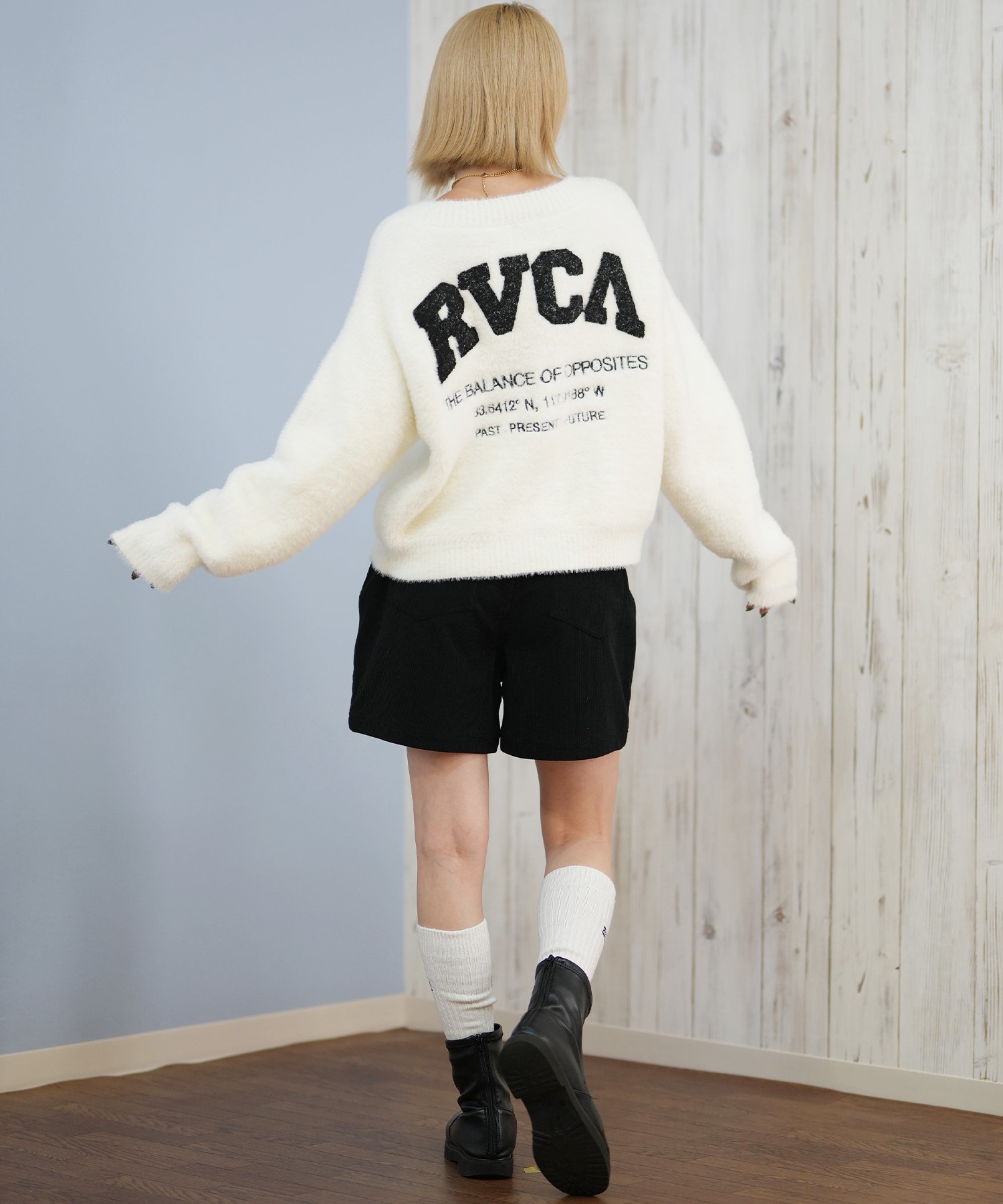 RVCA ルーカ ニット セーター カーディガン レディース バックプリント ロゴ BF044-P66(CLO-M)