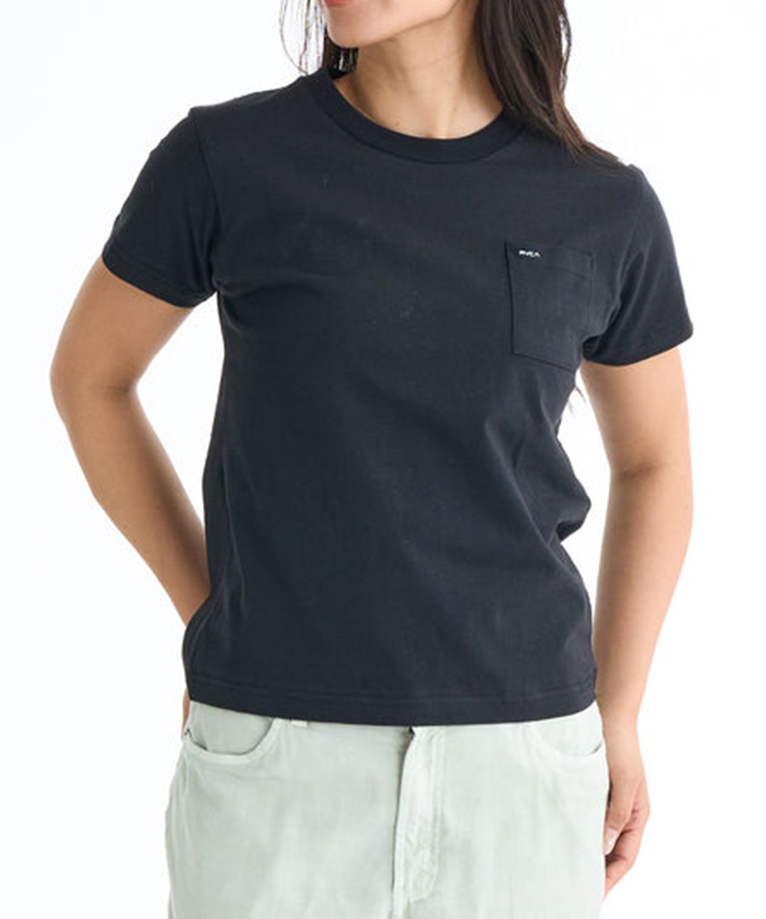RVCA ルーカ 半袖 Tシャツ レディース バックプリント 花柄 ロゴ BF043-208(BLK-S)