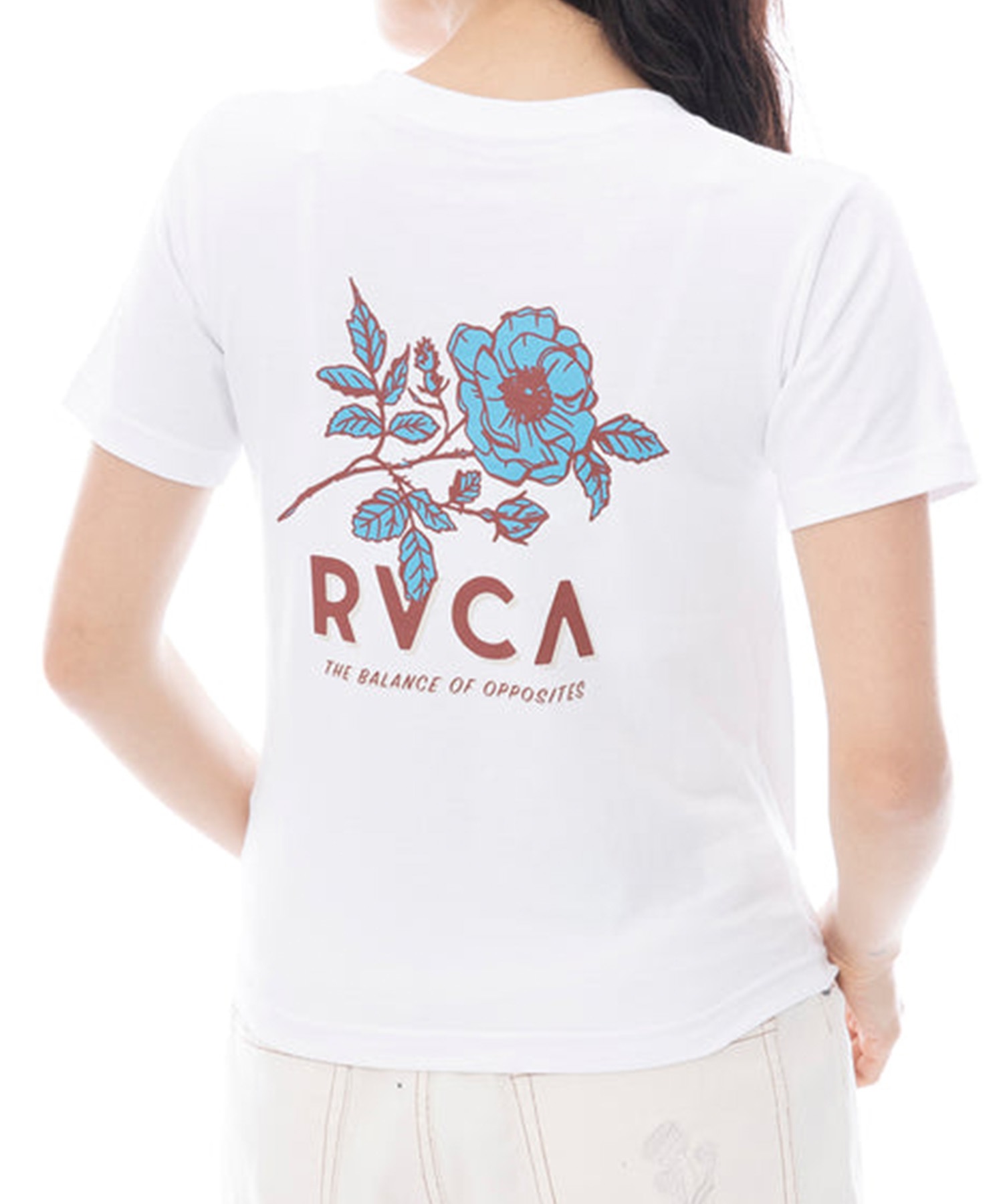 RVCA ルーカ 半袖 Tシャツ レディース バックプリント 花柄 ロゴ BF043-208(BLK-S)
