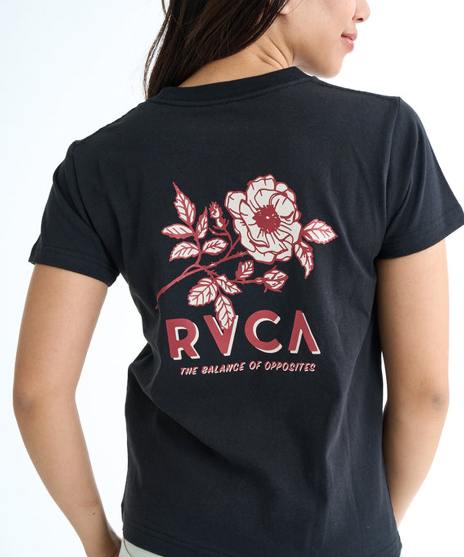 RVCA ルーカ 半袖 Tシャツ レディース バックプリント 花柄 ロゴ BF043-208(BLK-S)