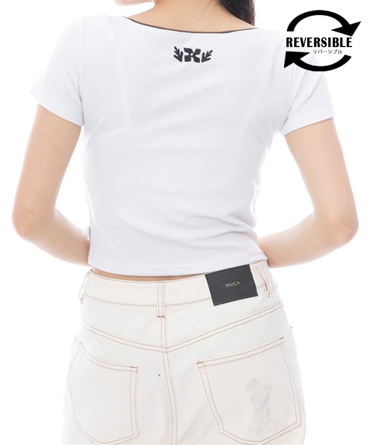 RVCA ルーカ 半袖 Tシャツ レディース リバーシブル クロップド丈 ショート丈 ロゴ BF043-210(CTF0-M)