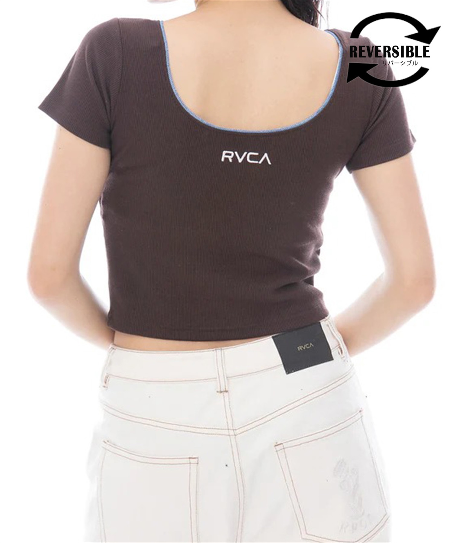 RVCA ルーカ 半袖 Tシャツ レディース リバーシブル クロップド丈 ショート丈 ロゴ BF043-210(CTF0-M)