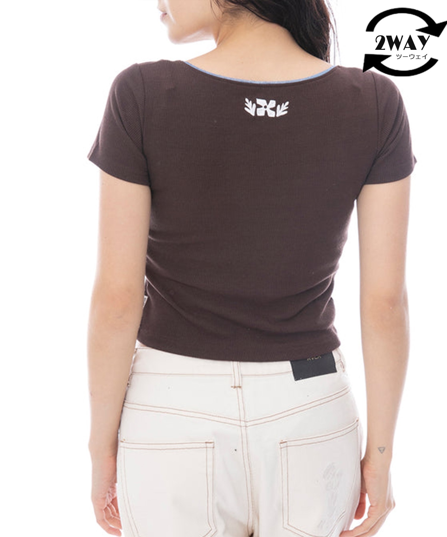 RVCA ルーカ 半袖 Tシャツ レディース リバーシブル クロップド丈 ショート丈 ロゴ BF043-210(CTF0-M)