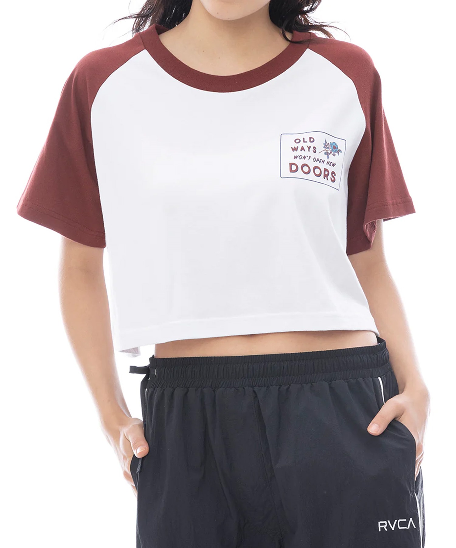 RVCA ルーカ 半袖 Tシャツ レディース クロップド丈 ラグラン