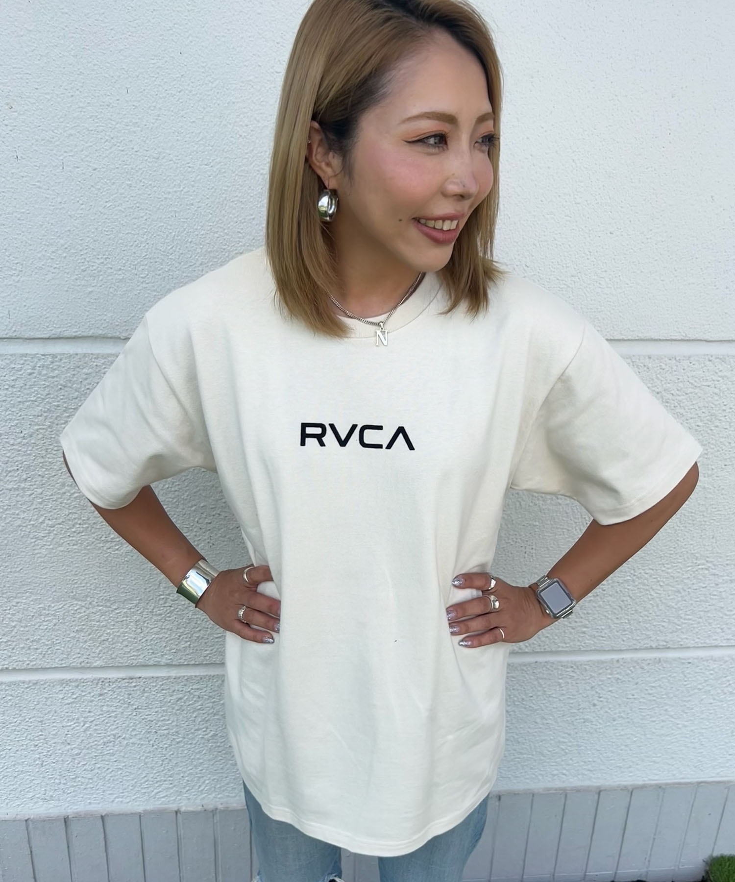 RVCA ルーカ 半袖 Tシャツ レディース バックプリント ロゴ SOUVENIR LOOSE FIT ST BF043-P20(BLK-S)