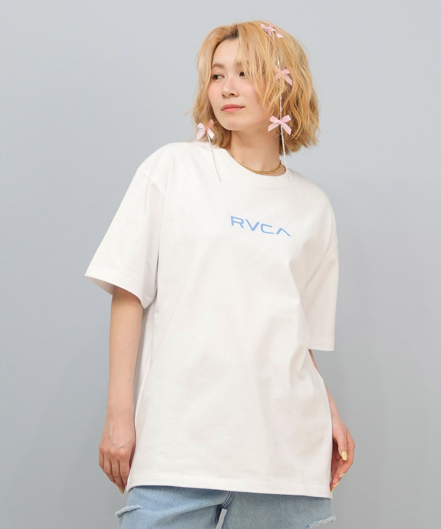 RVCA ルーカ 半袖 Tシャツ レディース バックプリント ロゴ SOUVENIR LOOSE FIT ST BF043-P20(BLK-S)