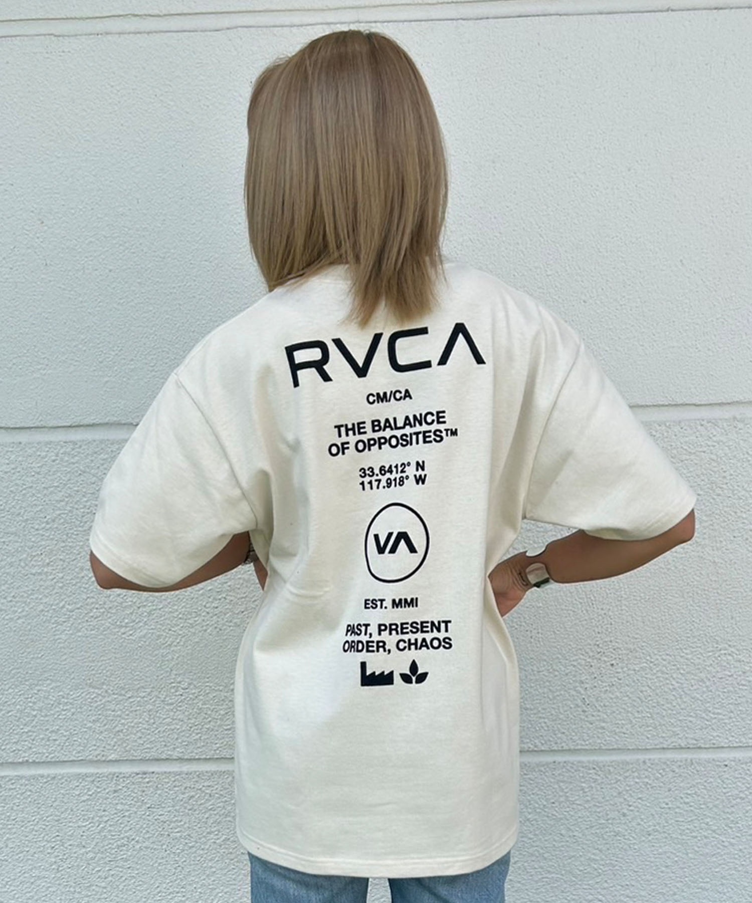 RVCA ルーカ 半袖 Tシャツ レディース バックプリント ロゴ SOUVENIR LOOSE FIT ST BF043-P20(BLK-S)