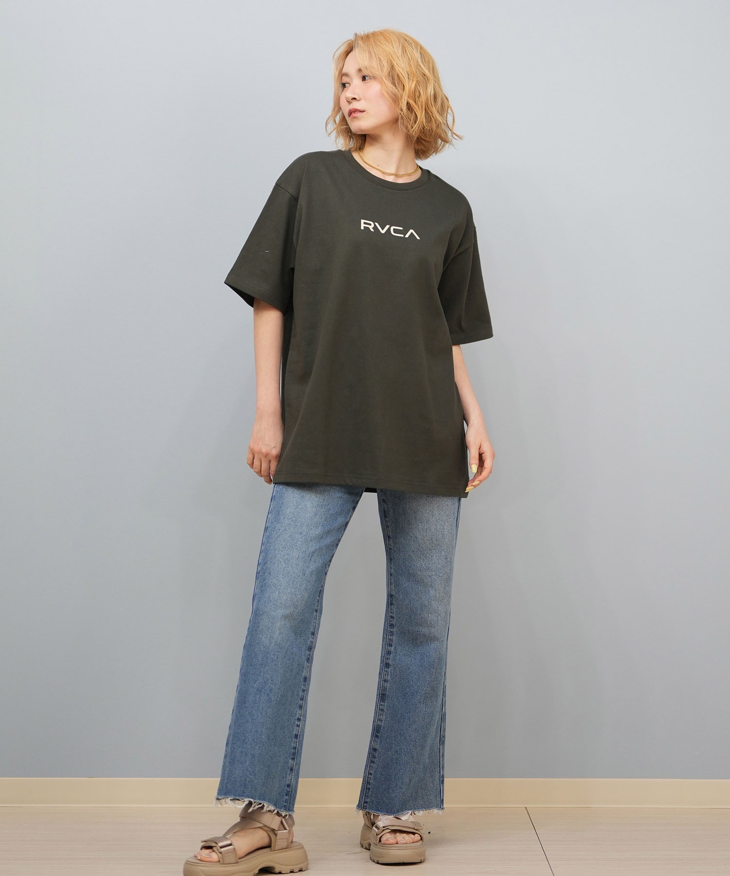 RVCA ルーカ 半袖 Tシャツ レディース バックプリント ロゴ SOUVENIR LOOSE FIT ST BF043-P20(BLK-S)