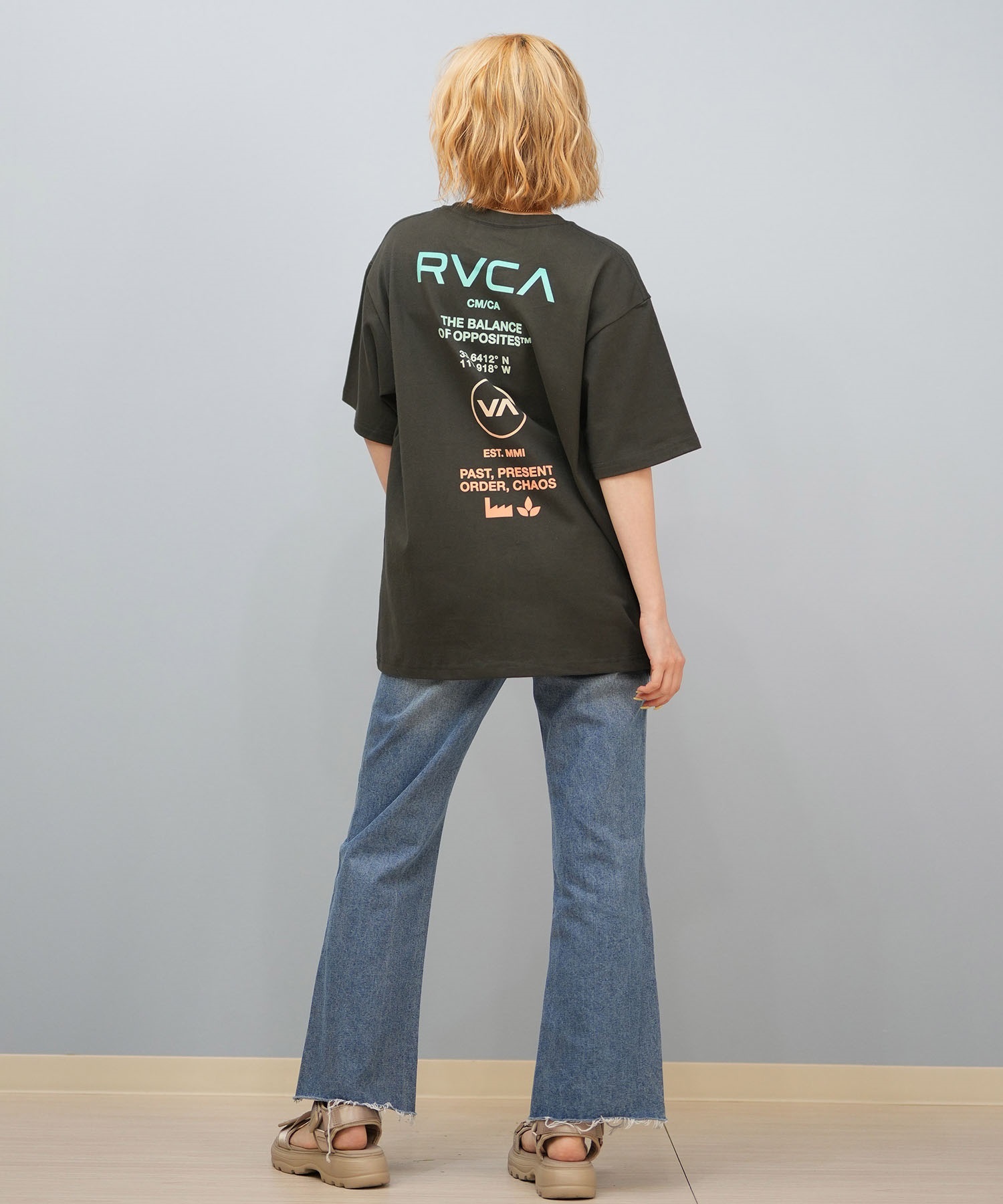 RVCA ルーカ 半袖 Tシャツ レディース バックプリント ロゴ SOUVENIR LOOSE FIT ST BF043-P20(BLK-S)