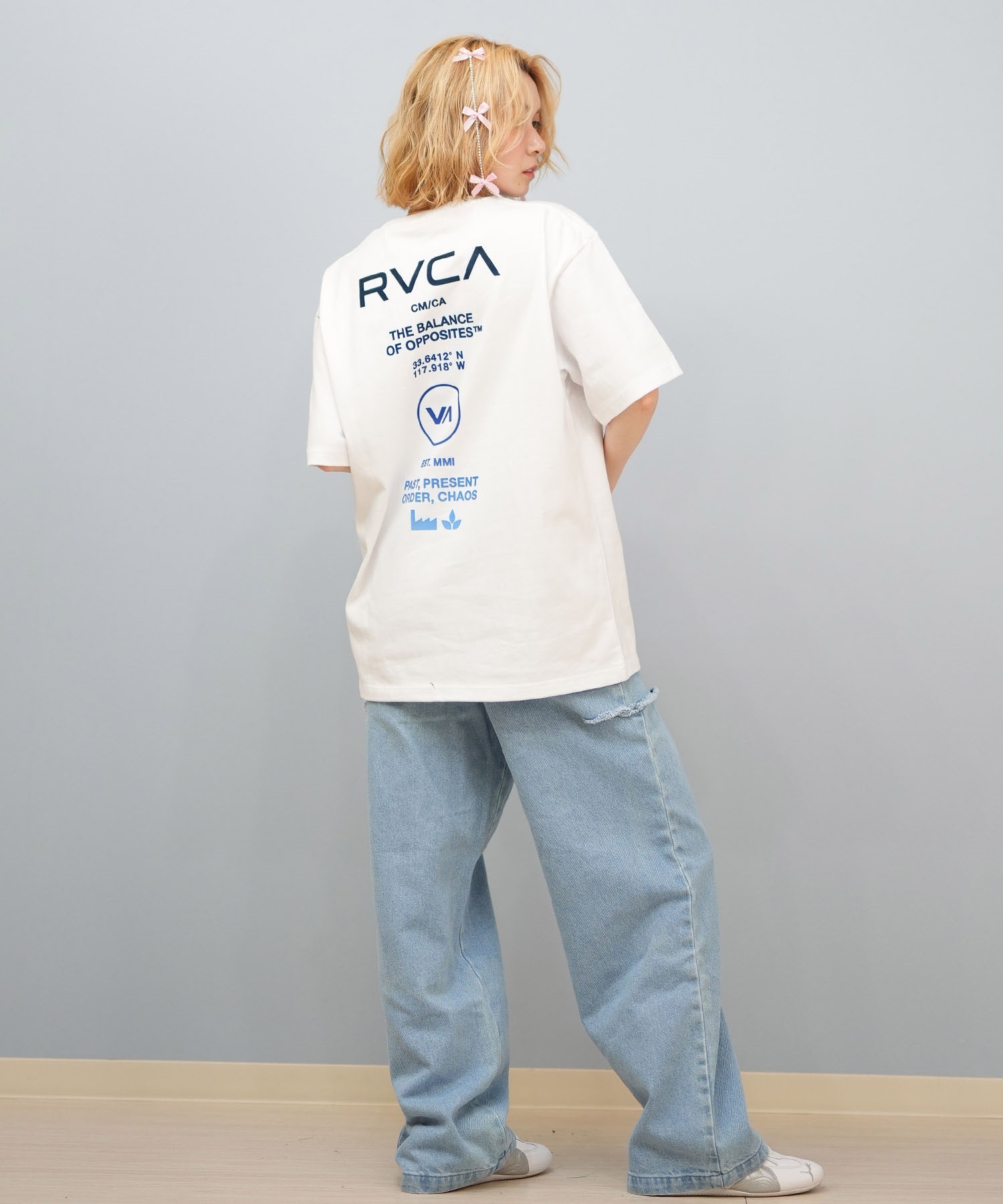 RVCA ルーカ 半袖 Tシャツ レディース バックプリント ロゴ SOUVENIR LOOSE FIT ST BF043-P20(BLK-S)