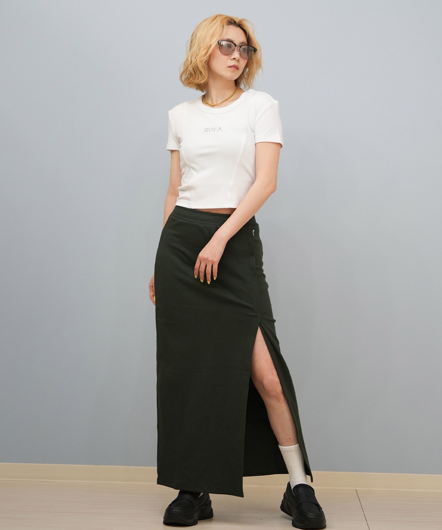 RVCA ルーカ 半袖 Tシャツ レディース リブ ミニT クロップド丈 
