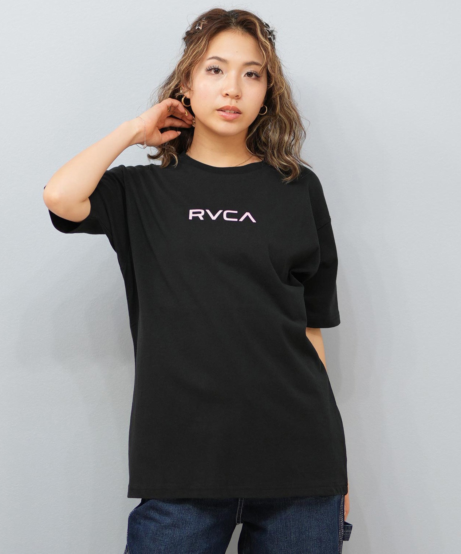 RVCA ルーカ 半袖 Tシャツ レディース バックプリント フラワープリント BF04C-200(BLK-S)