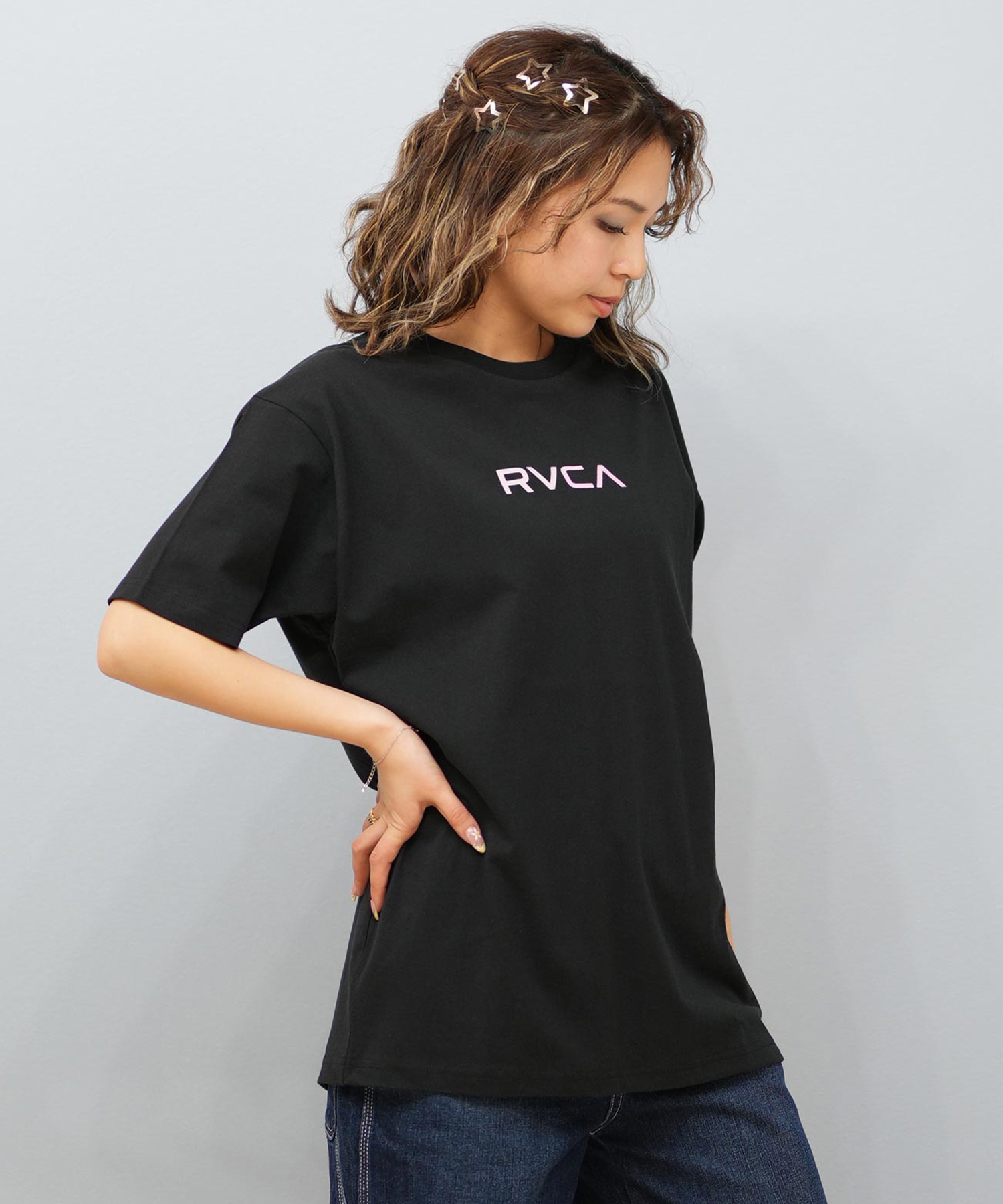 RVCA ルーカ 半袖 Tシャツ レディース バックプリント フラワープリント BF04C-200(BLK-S)