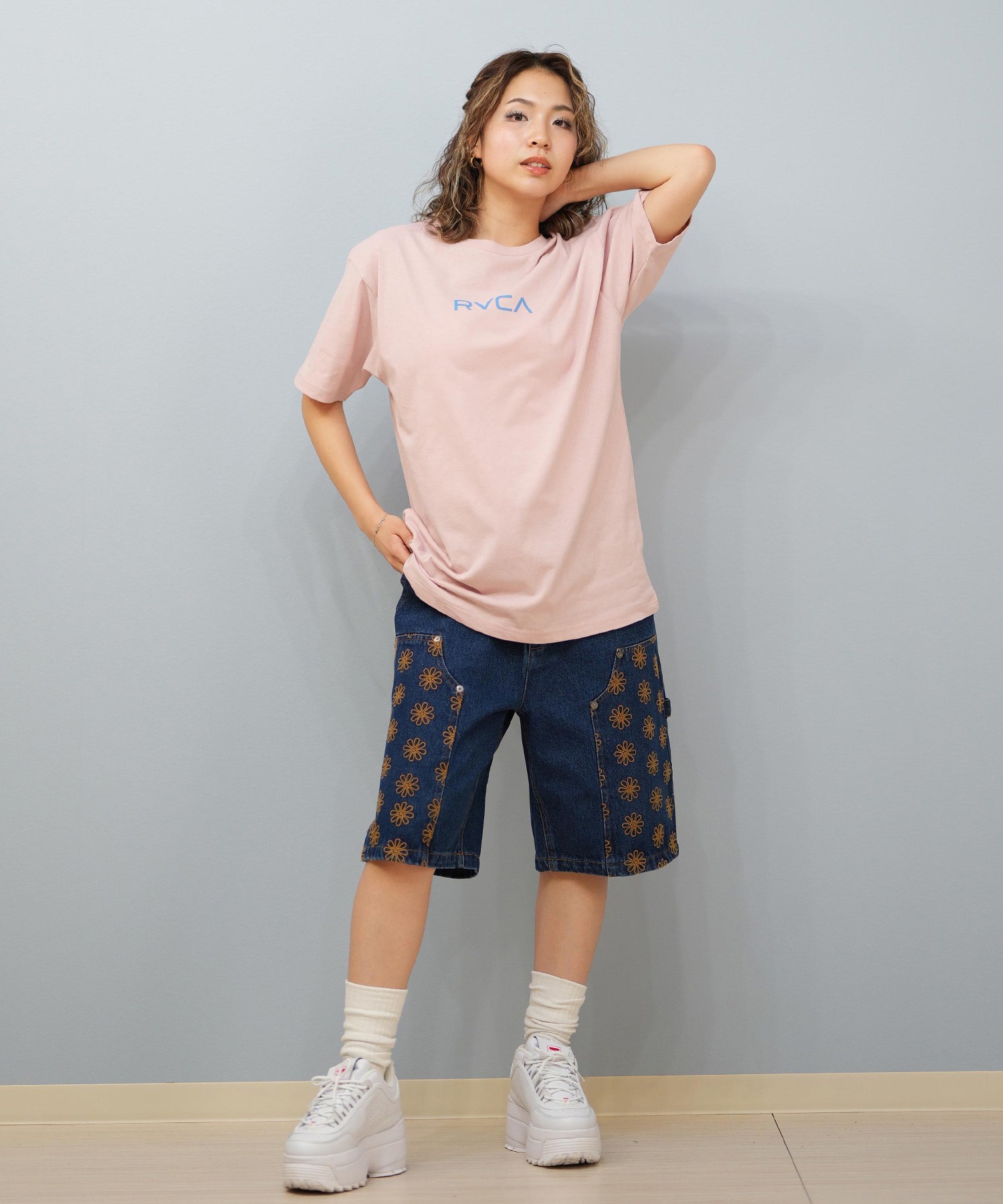 RVCA ルーカ 半袖 Tシャツ レディース バックプリント フラワープリント BF04C-200(BLK-S)