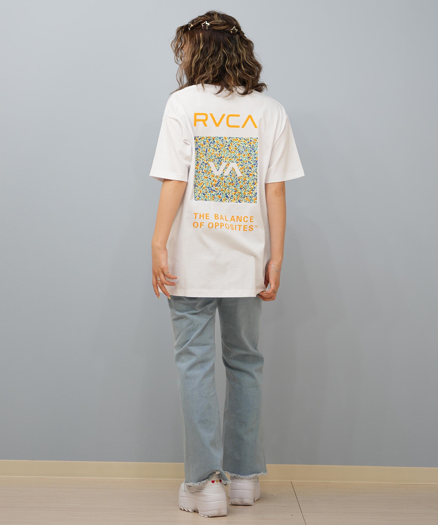 RVCA ルーカ 半袖 Tシャツ レディース バックプリント フラワープリント BF04C-200(BLK-S)
