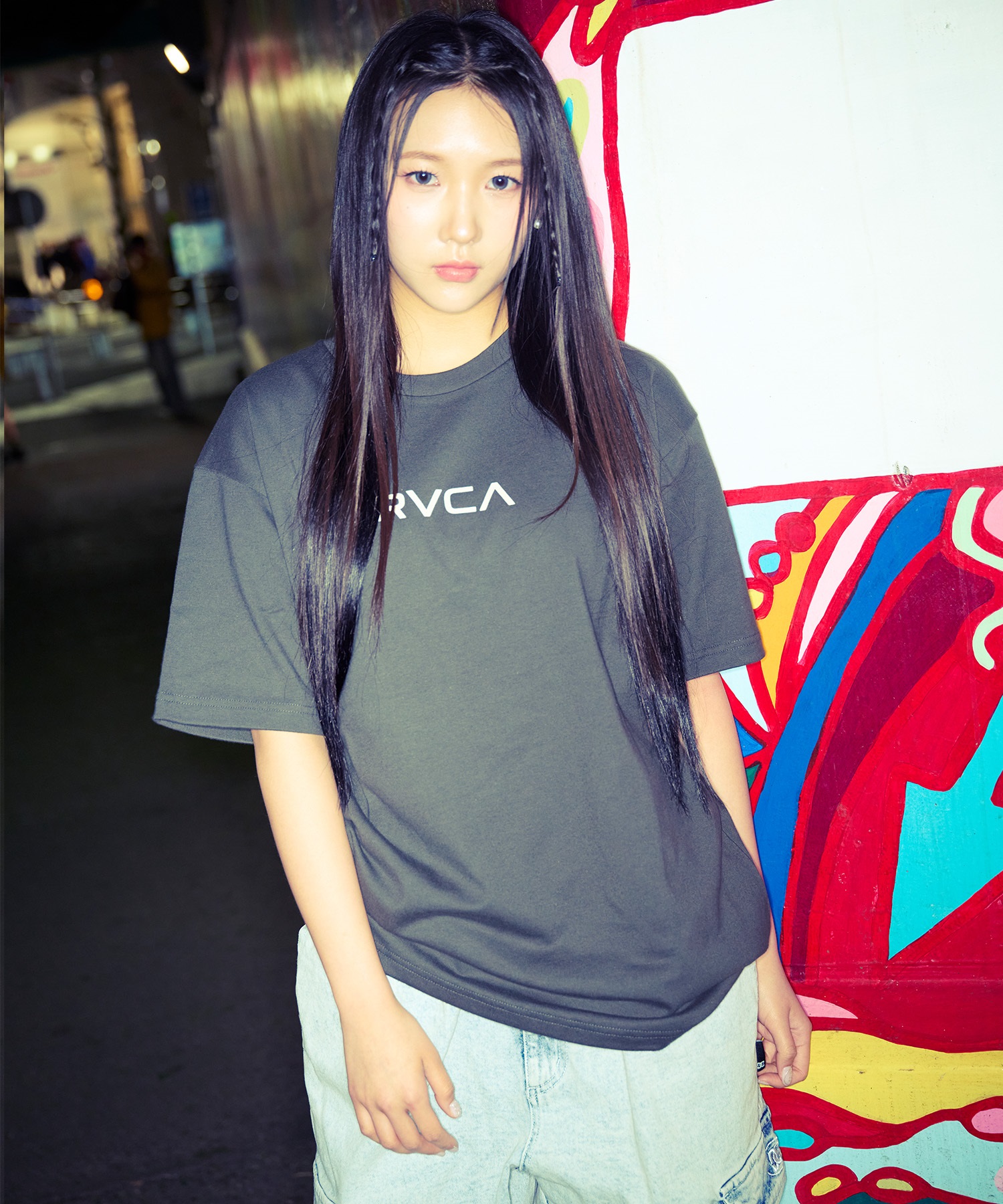 RVCA ルーカ 半袖 Tシャツ レディース バックプリント フラワープリント BF04C-200(BLK-S)