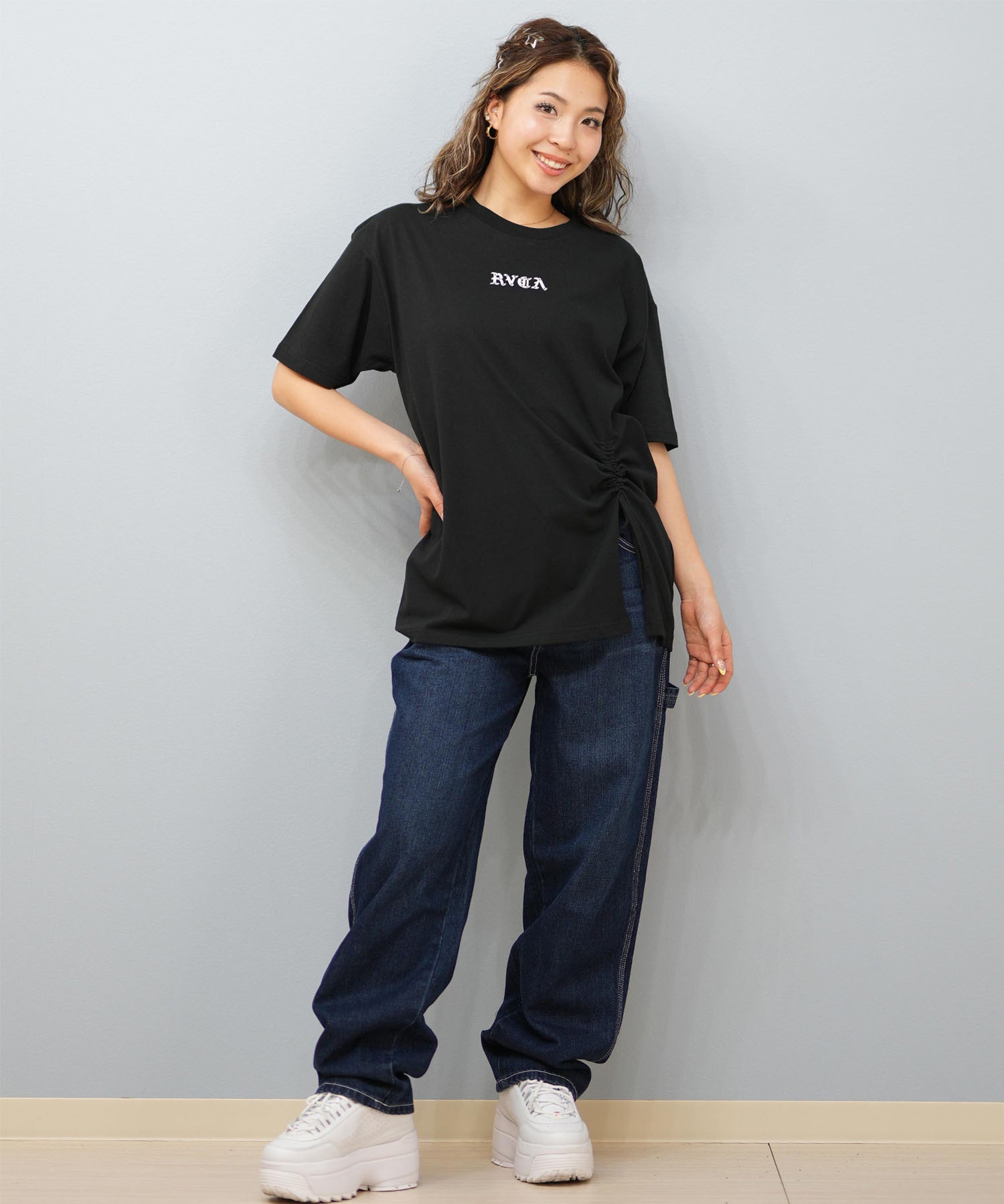 RVCA ルーカ 半袖 Tシャツ レディース ロゴ ボタン WILD RVCA LOOSEFIT ST BF04C-203_BRJ RVCA(ルーカ)半袖 Tシャツ ルーズシルエット WILD RVCA LOOSEFIT