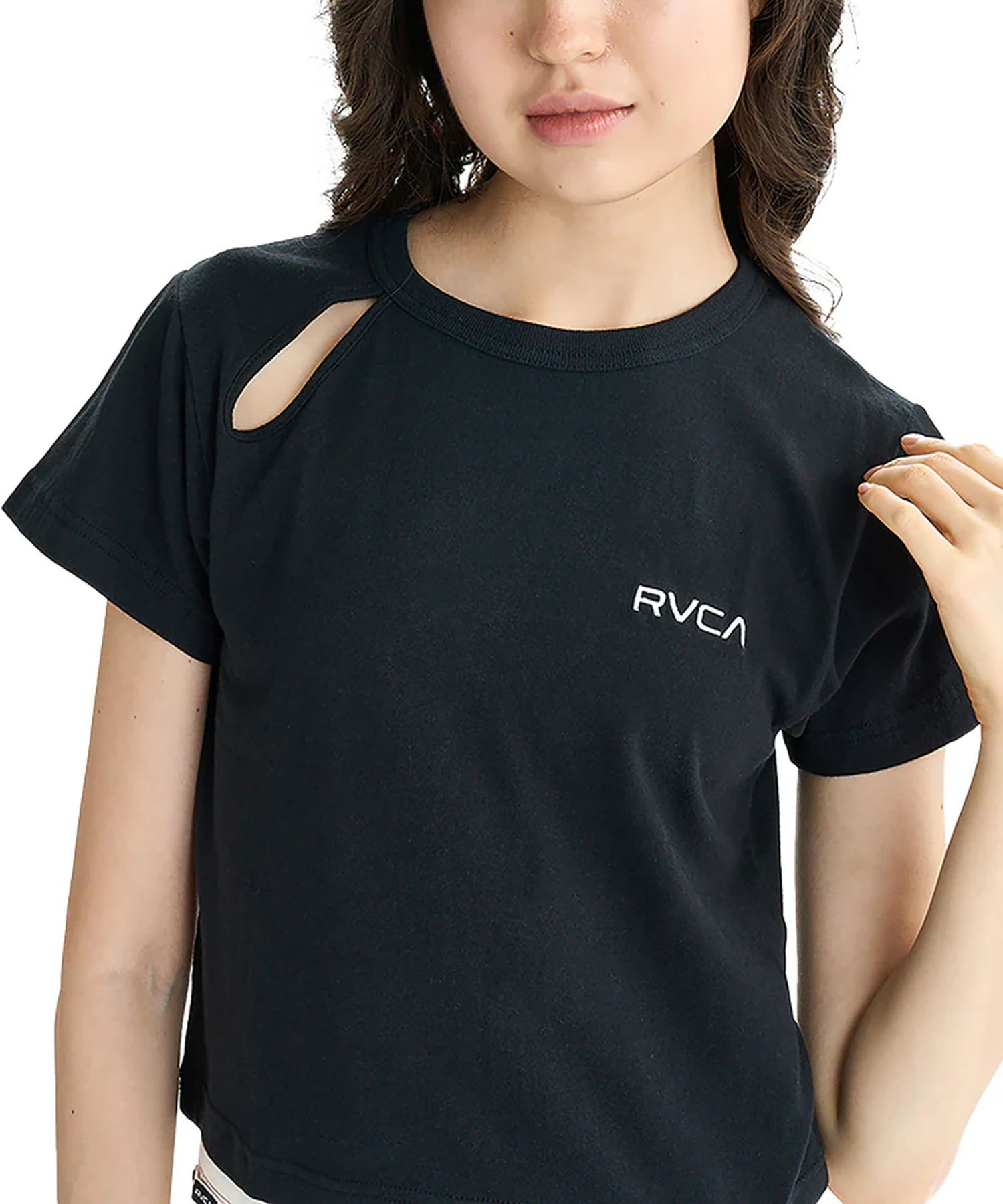 RVCA ルーカ 半袖 Tシャツ レディース ミニTシャツ クロップド丈 バックプリント PARADISE BABY ST BF04C-204(BLK-S)