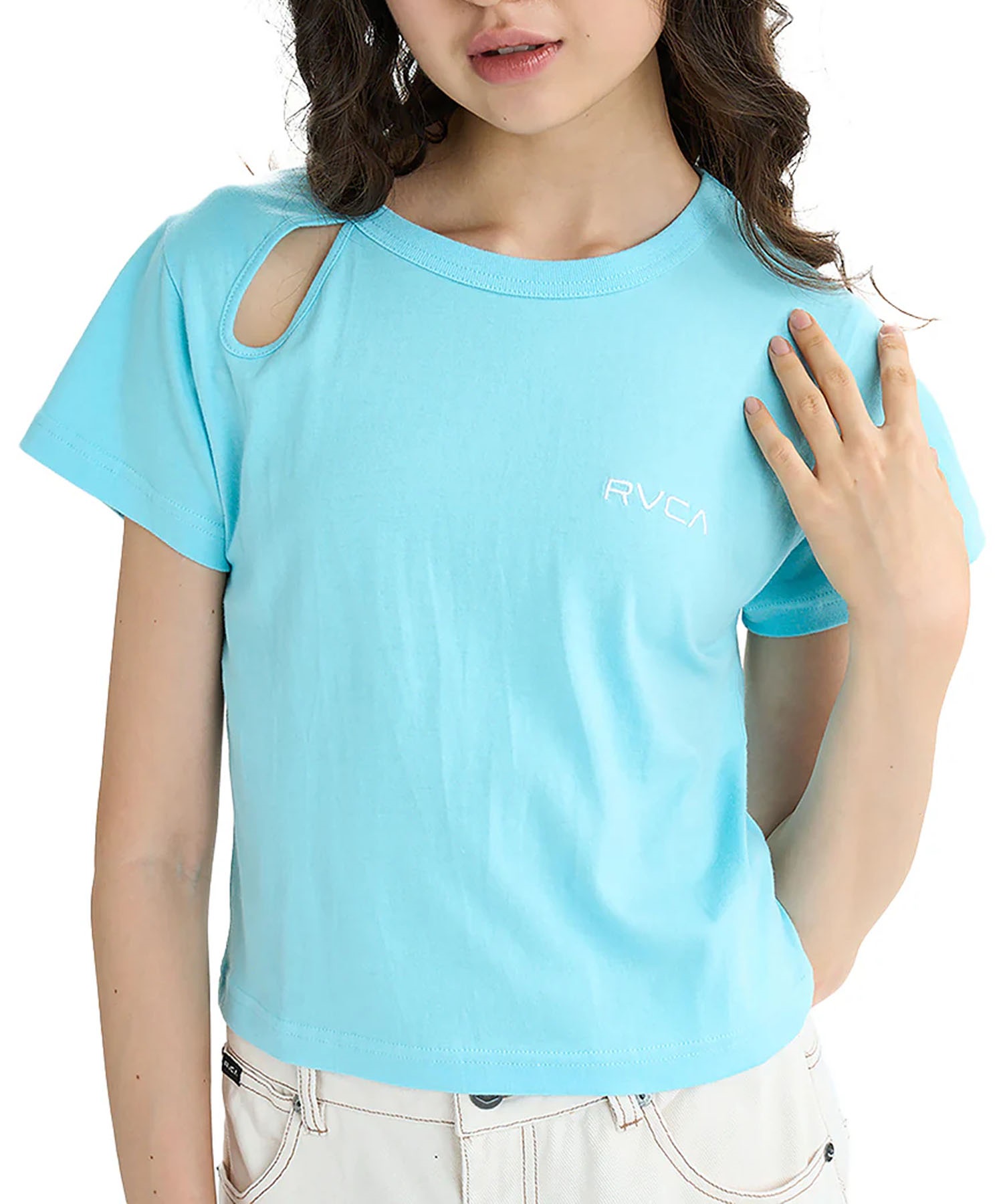 RVCA ルーカ 半袖 Tシャツ レディース ミニTシャツ クロップド丈 バックプリント PARADISE BABY ST BF04C-204(BLK-S)