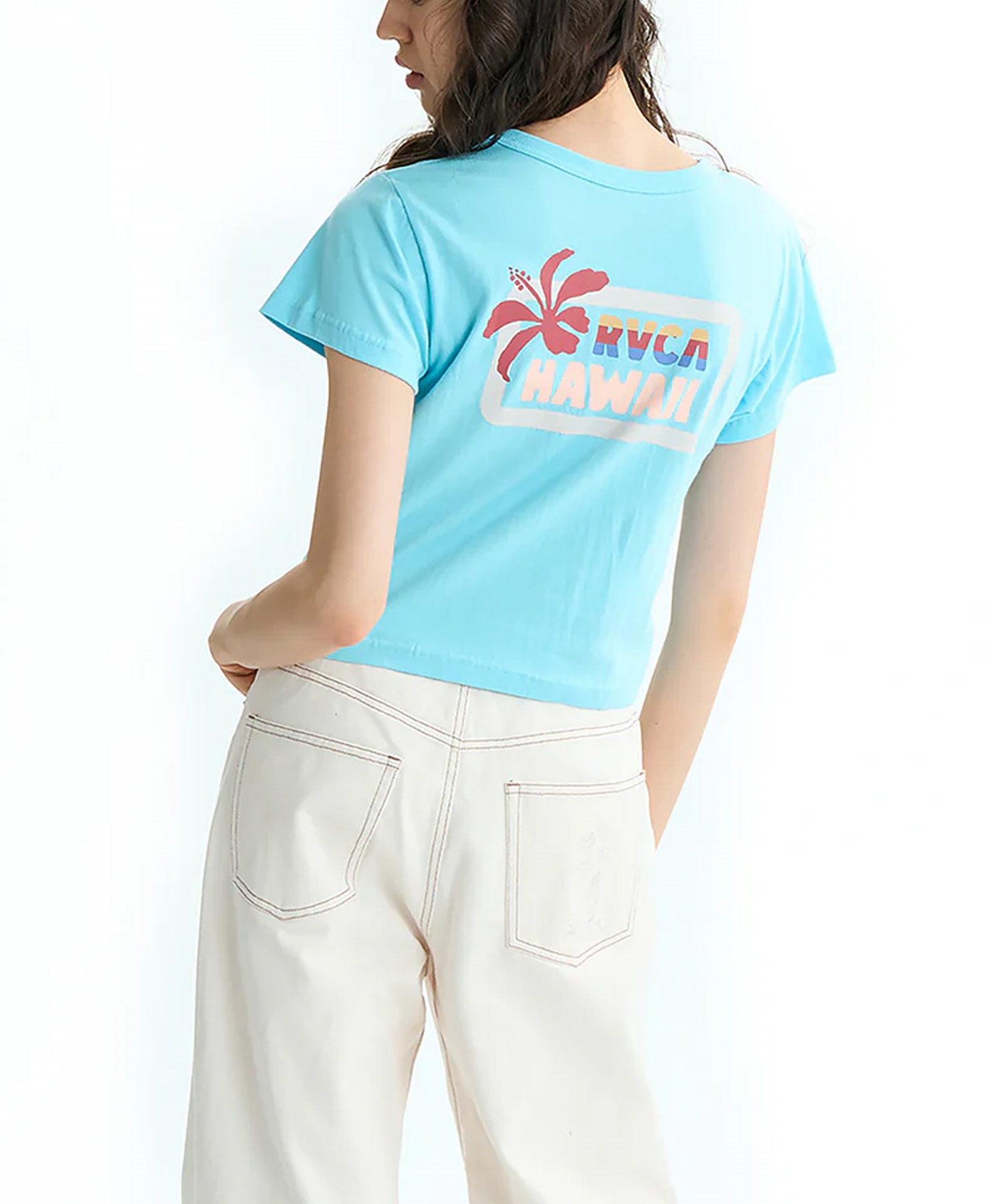 RVCA ルーカ 半袖 Tシャツ レディース ミニTシャツ クロップド丈 バックプリント PARADISE BABY ST BF04C-204(BLK-S)