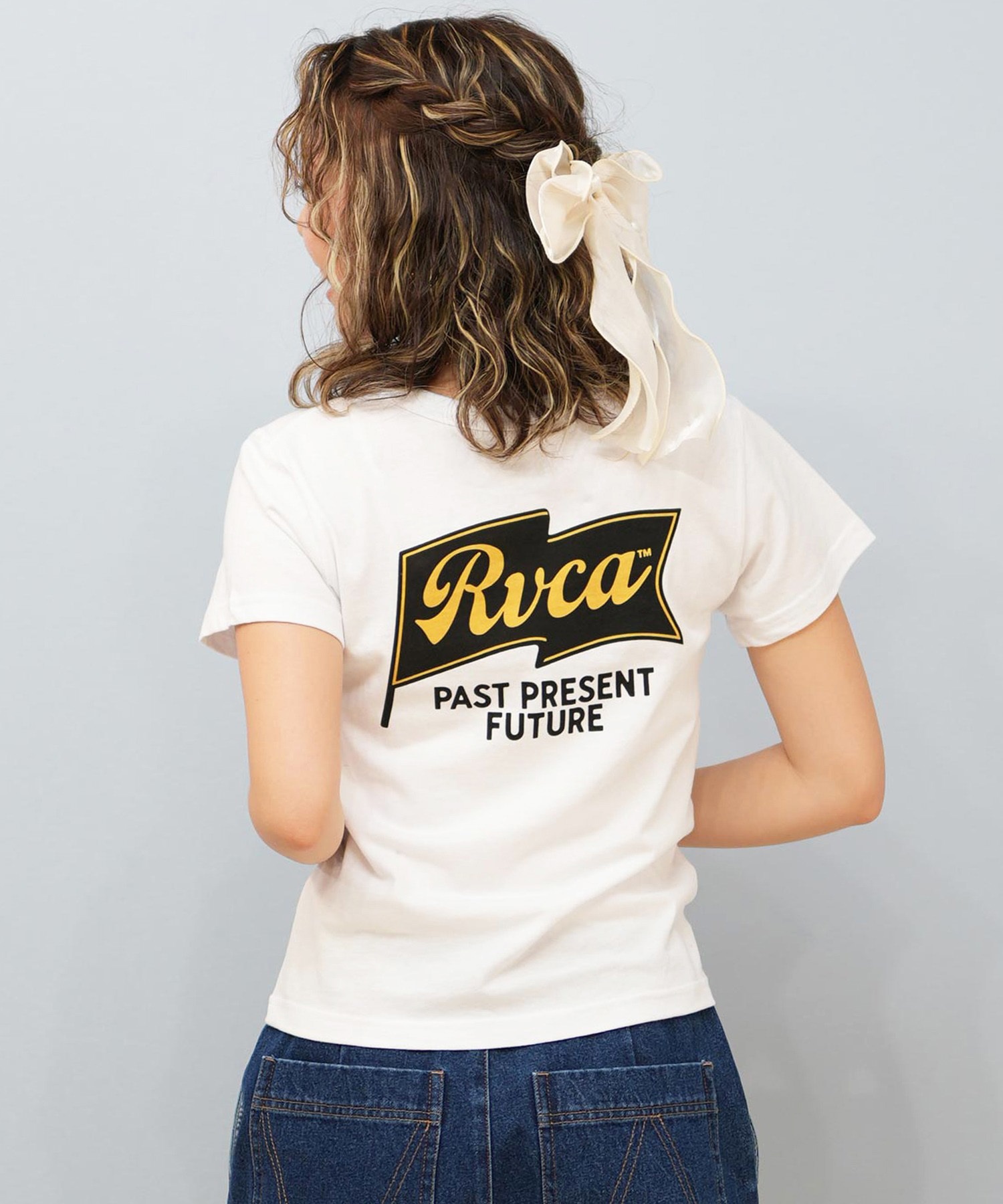 RVCA ルーカ 半袖 Tシャツ レディース バックプリント ショート丈 BF04C-206(BLK-S)