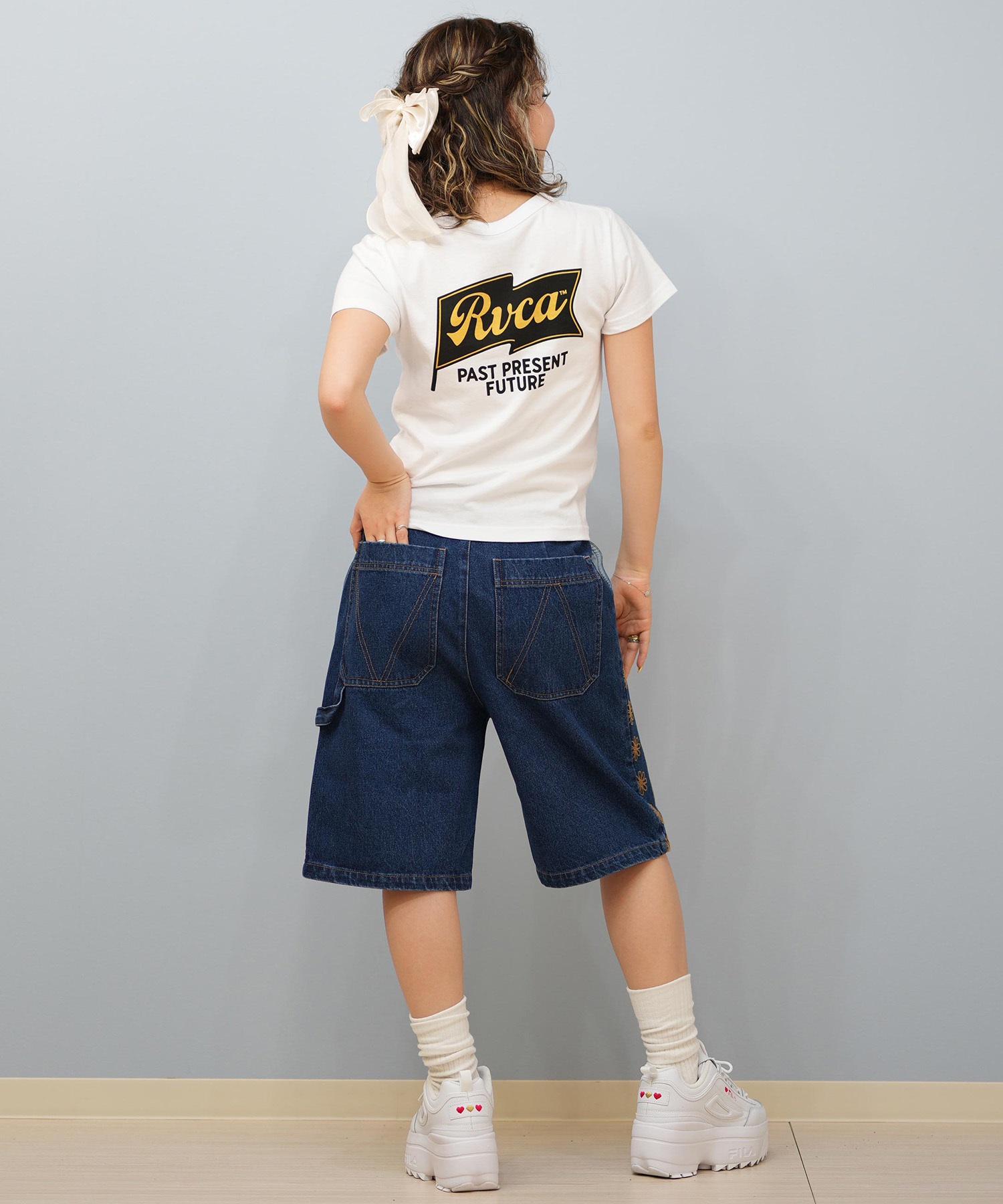 RVCA ルーカ 半袖 Tシャツ レディース バックプリント ショート丈 BF04C-206(BLK-S)