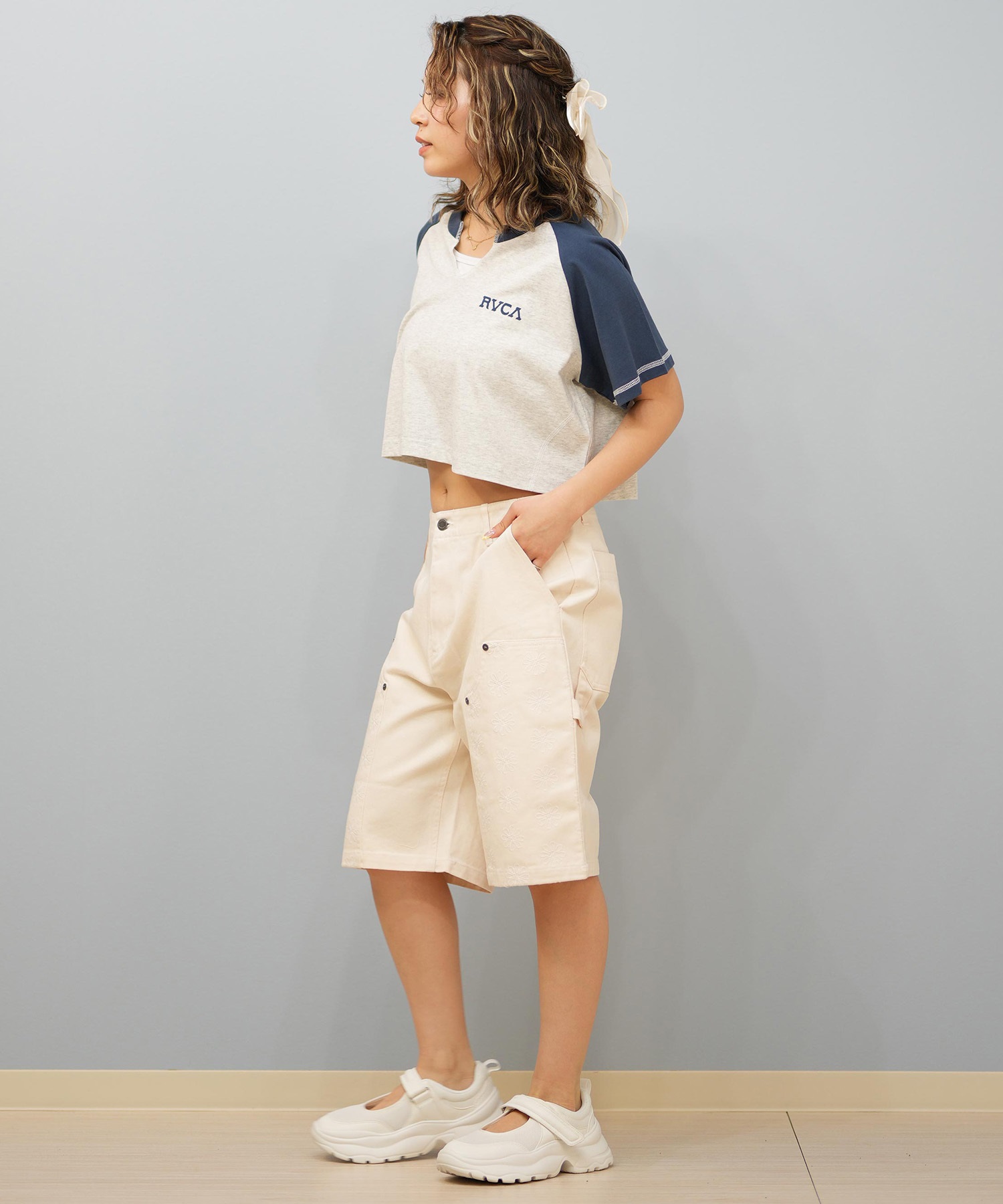 RVCA ルーカ 半袖 Tシャツ レディース ショート丈 ラグランTシャツ