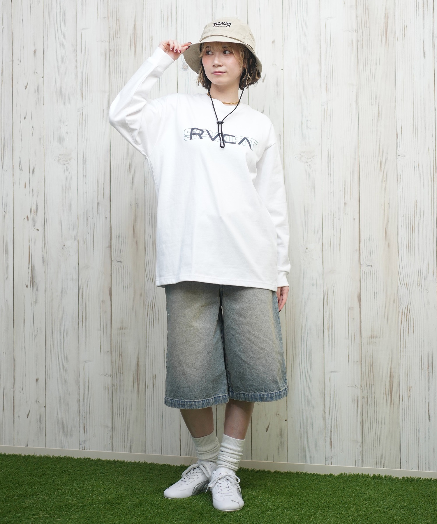 tシャツ RVCA/ルーカ シンプルロゴ/ロンT BF043-050 レディース RVCA tシャツ RVCA/ルーカ ロンT 長袖 バックプリント オーバー