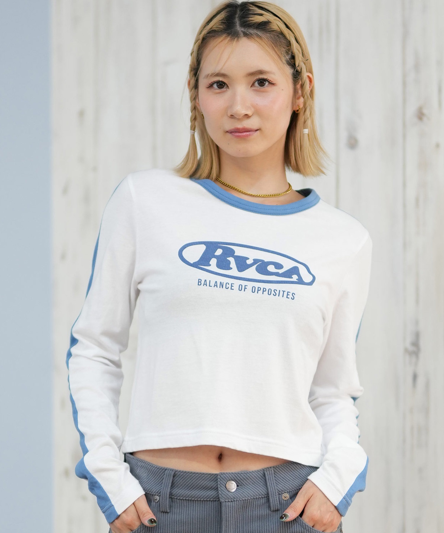 RVCA ルーカ 長袖 Tシャツ ロンT レディース クロップド丈 ショート丈