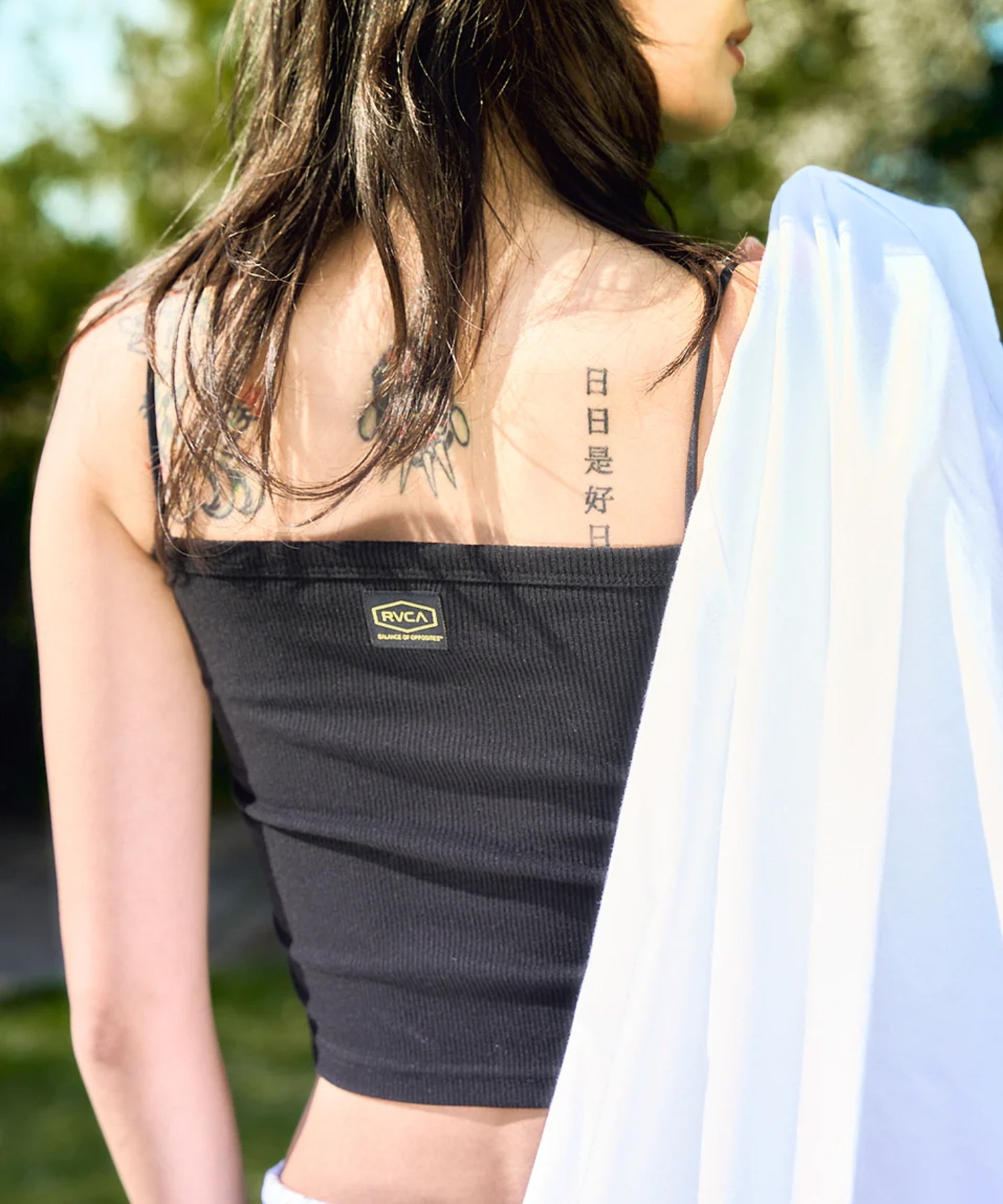 RVCA ルーカ タンクトップ キャミソール レディース ワンポイント ロゴ シンプル RECESSION TUBE TOP BF043-002(WHT-S)