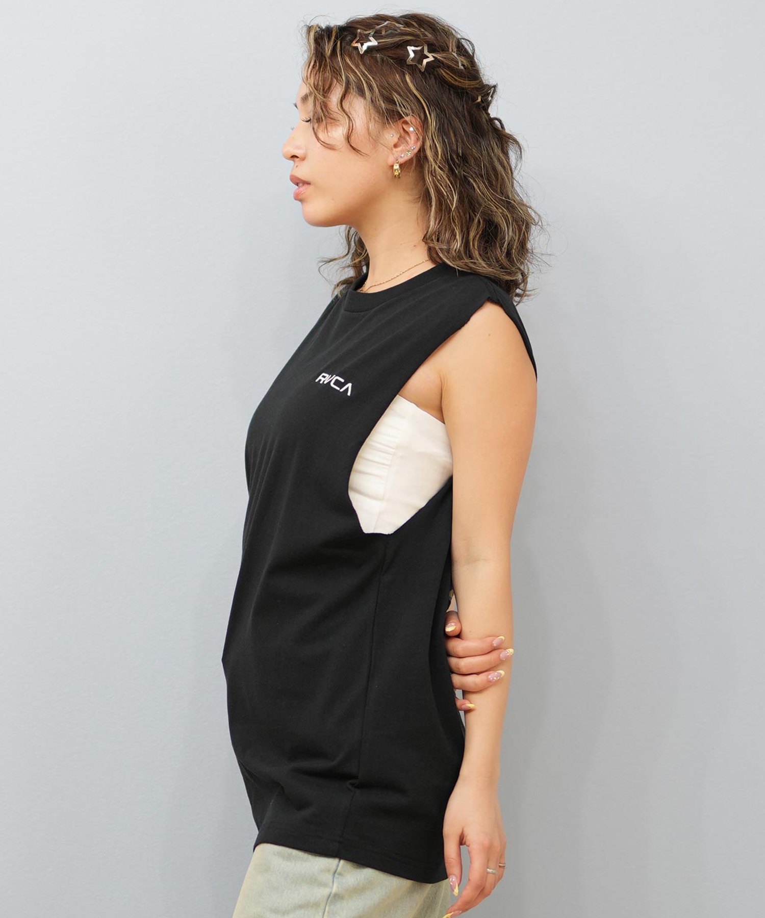 RVCA ルーカ タンクトップ レディース バックプリント カットオフ