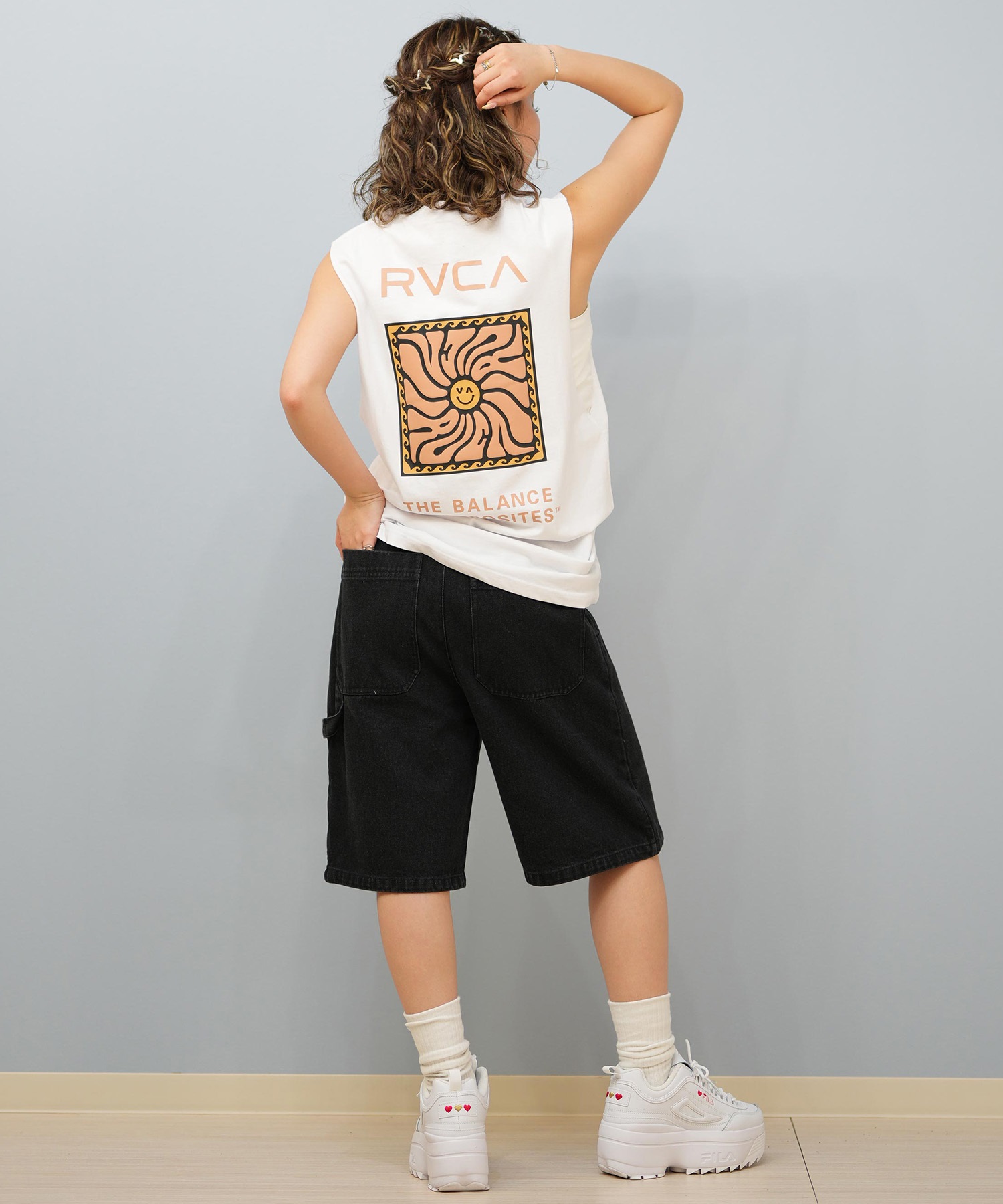 RVCA ルーカ タンクトップ レディース バックプリント カットオフ