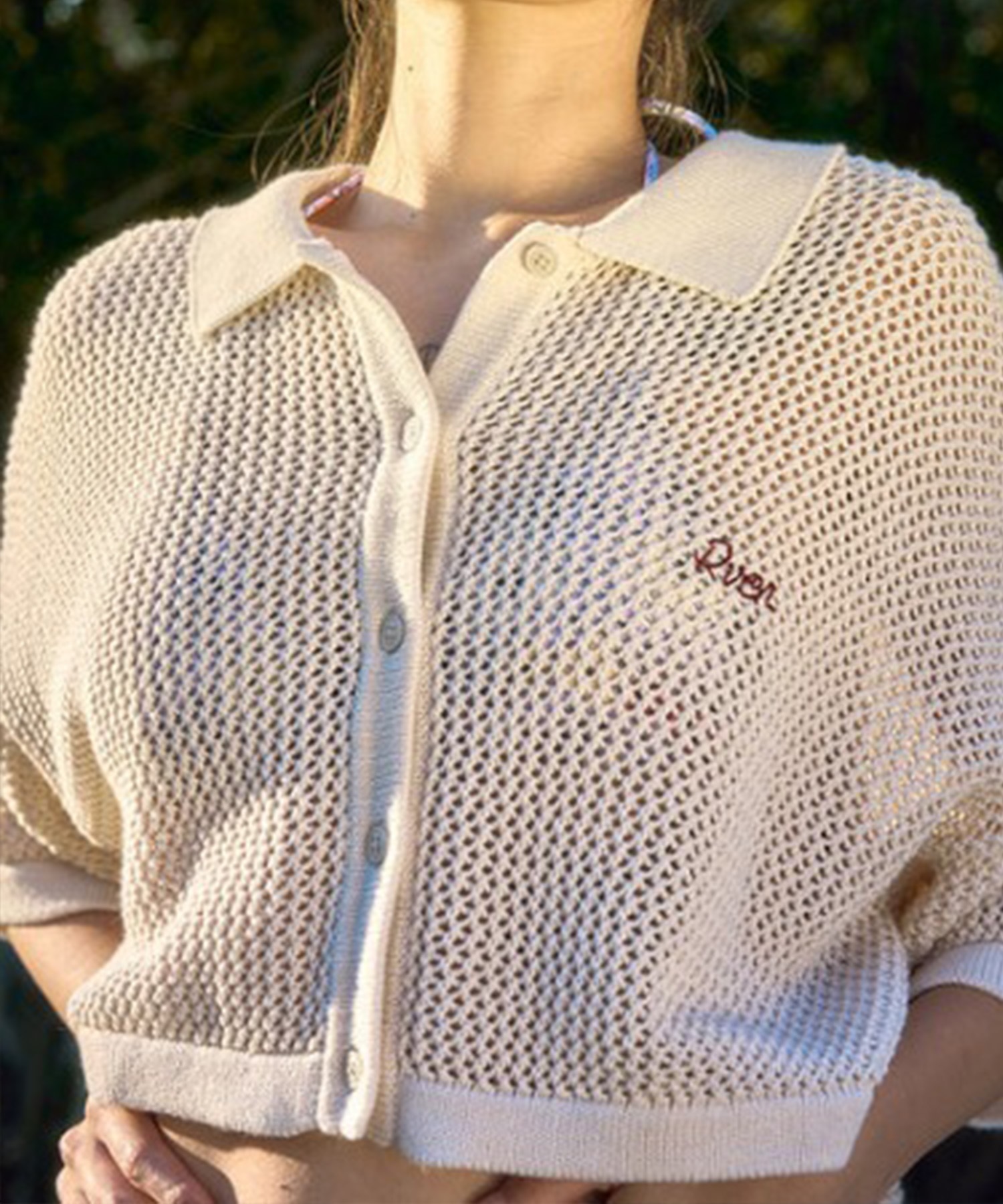 RVCA ルーカ 半袖 シャツ レディース ニットシャツ ショート丈 メッシュ BF04C-850(BES0-S)