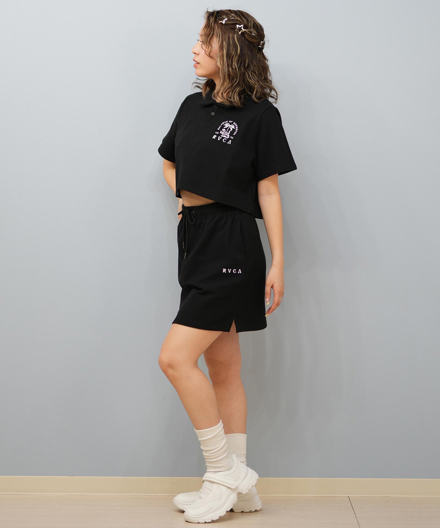 ぽるか RVCA ルーカ 半袖 シャツ レディース ポロシャツ ショート丈