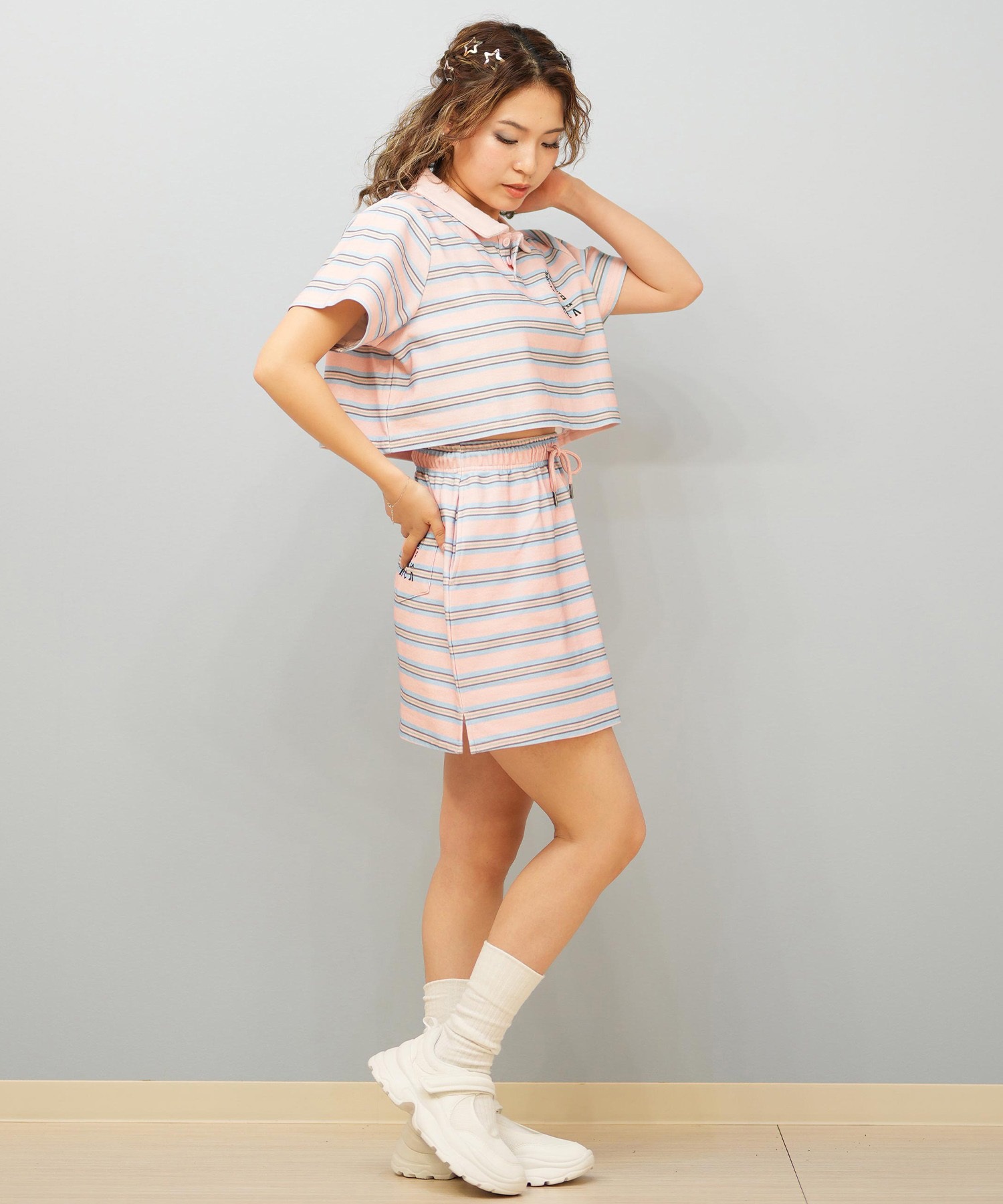 RVCA ルーカ 半袖 シャツ レディース ポロシャツ ショート丈 刺繍ロゴ BF04C-001(WHT-S)