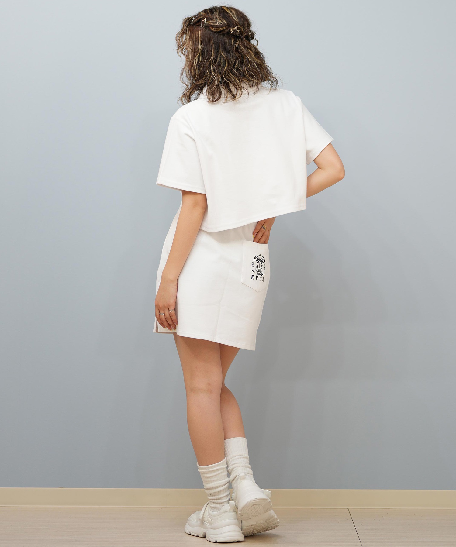 RVCA ルーカ 半袖 シャツ レディース ポロシャツ ショート丈 刺繍ロゴ BF04C-001(WHT-S)