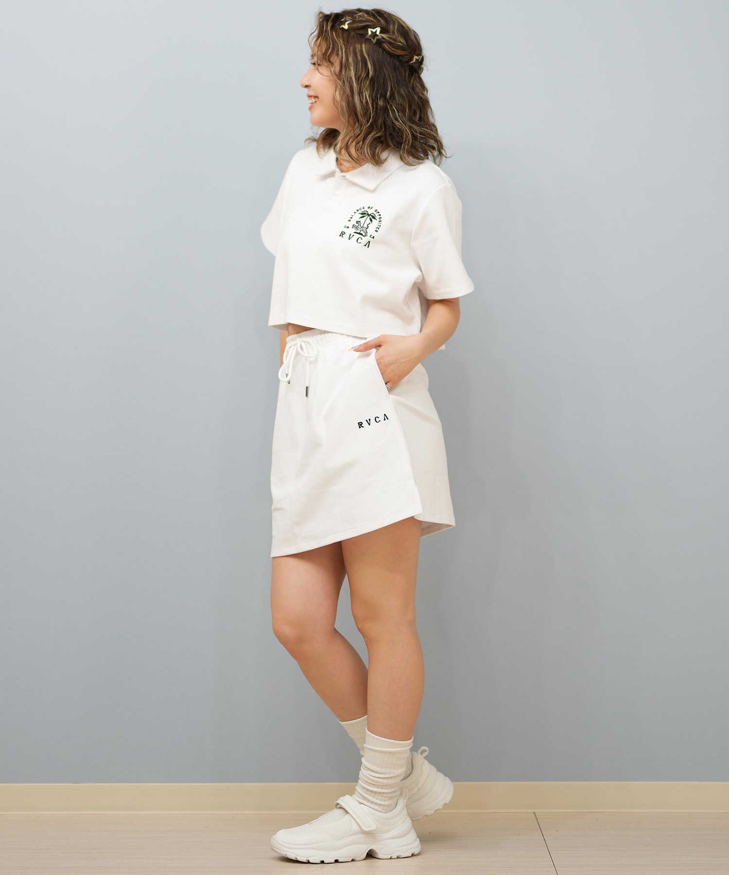 RVCA ルーカ 半袖 シャツ レディース ニットシャツ ショート丈 メッシュ BF04C-850_BRJ RVCA ルーカ 半袖 シャツ レディース ニットシャツ ショート丈