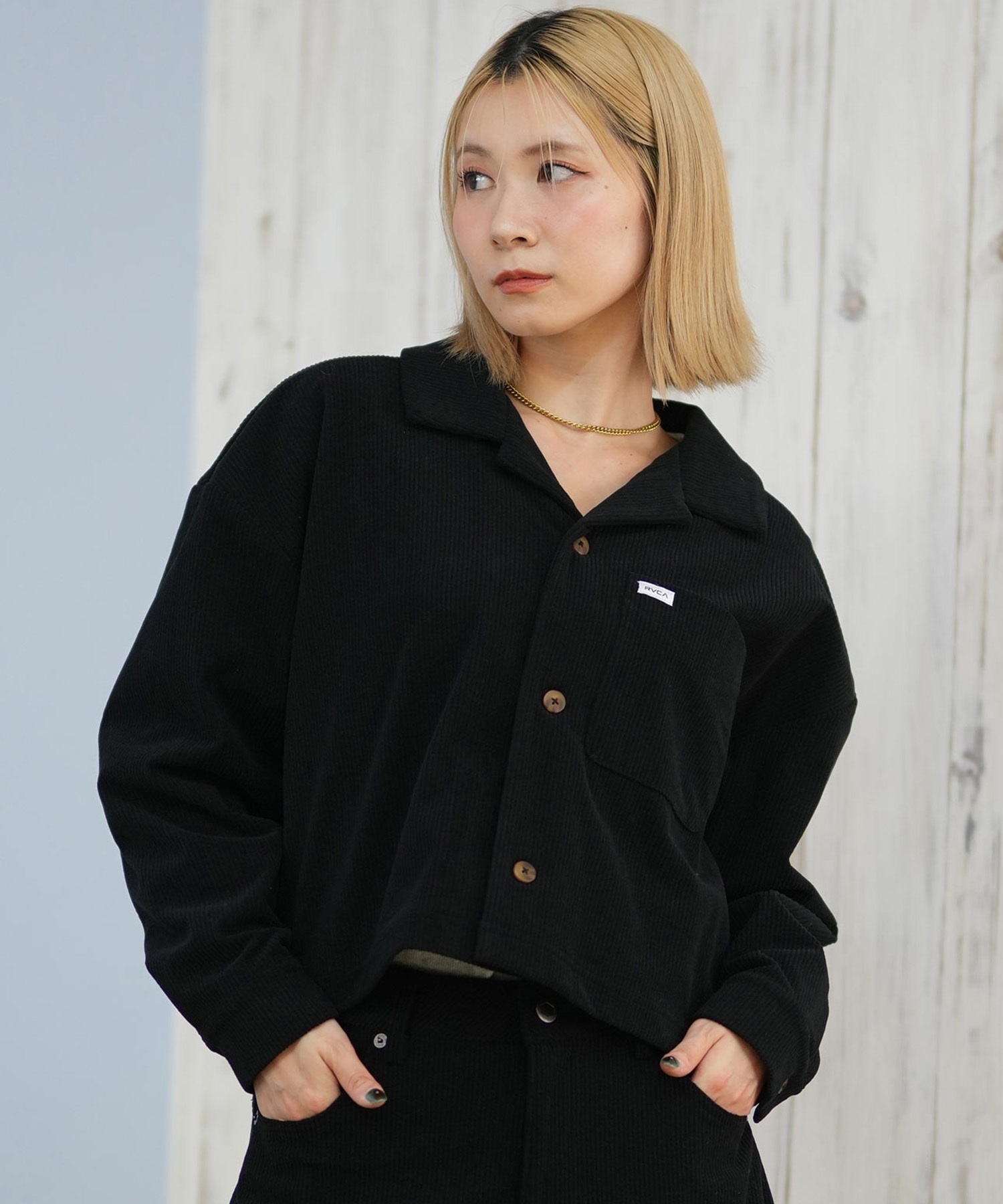 RVCA ルーカ 長袖 シャツ レディース クロップド丈 ショート丈