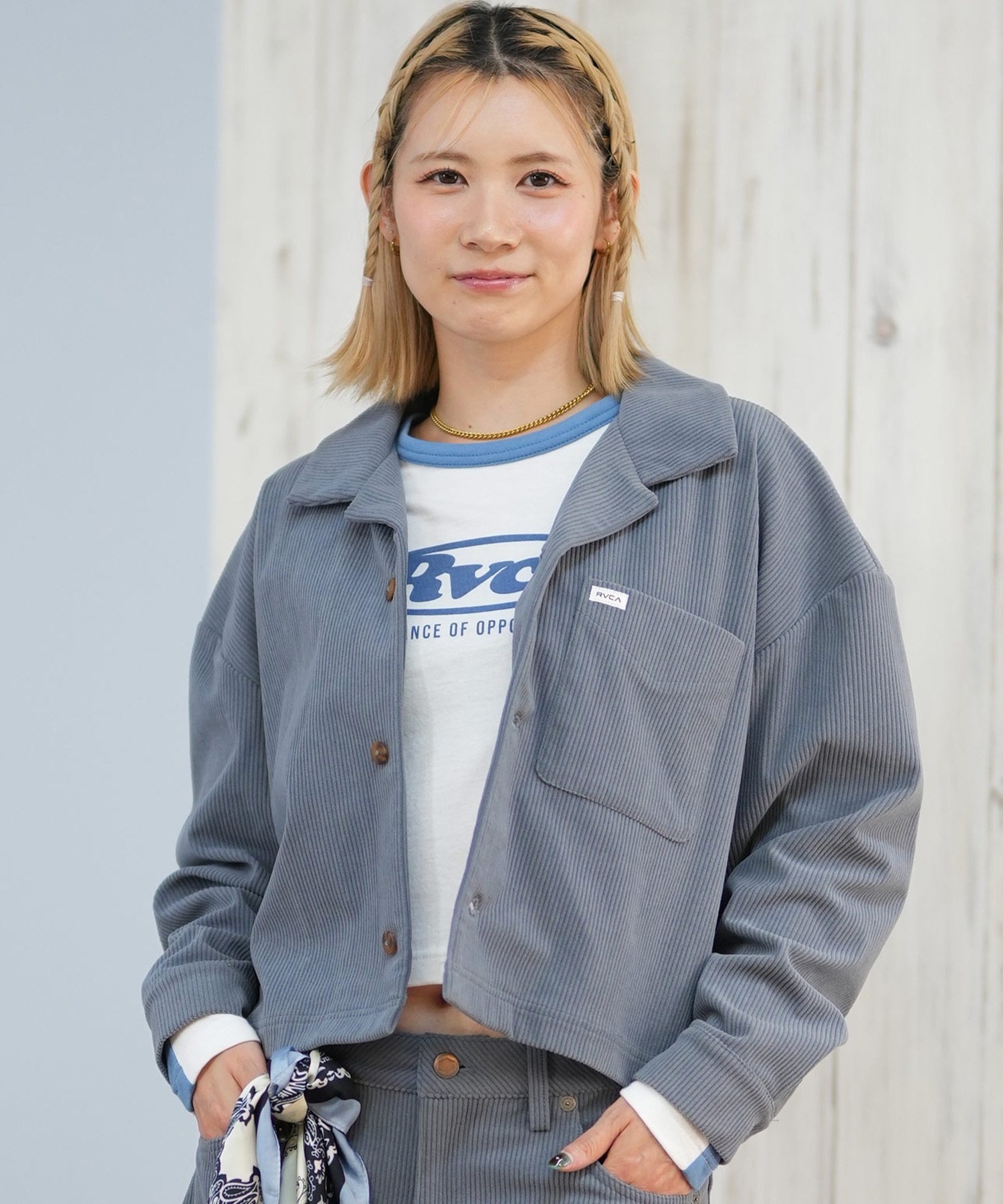 RVCA ルーカ 長袖 シャツ レディース クロップド丈 ショート丈