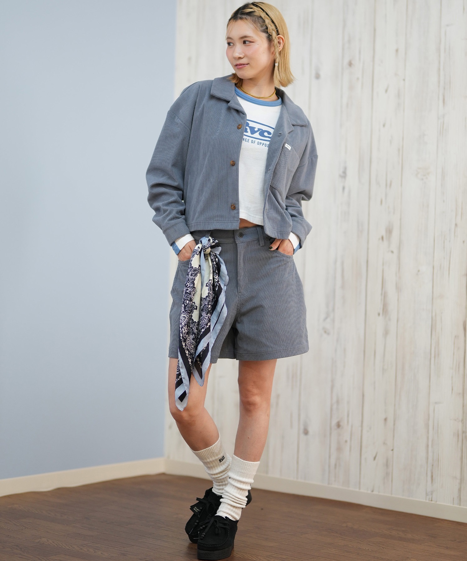 RVCA ルーカ 長袖 シャツ レディース クロップド丈 ショート丈