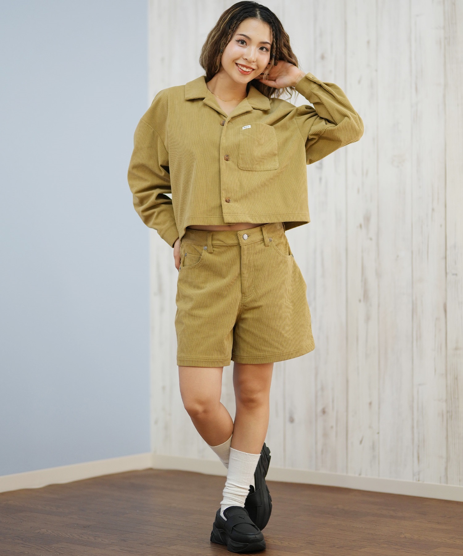 RVCA ルーカ 長袖 シャツ レディース クロップド丈 ショート丈 