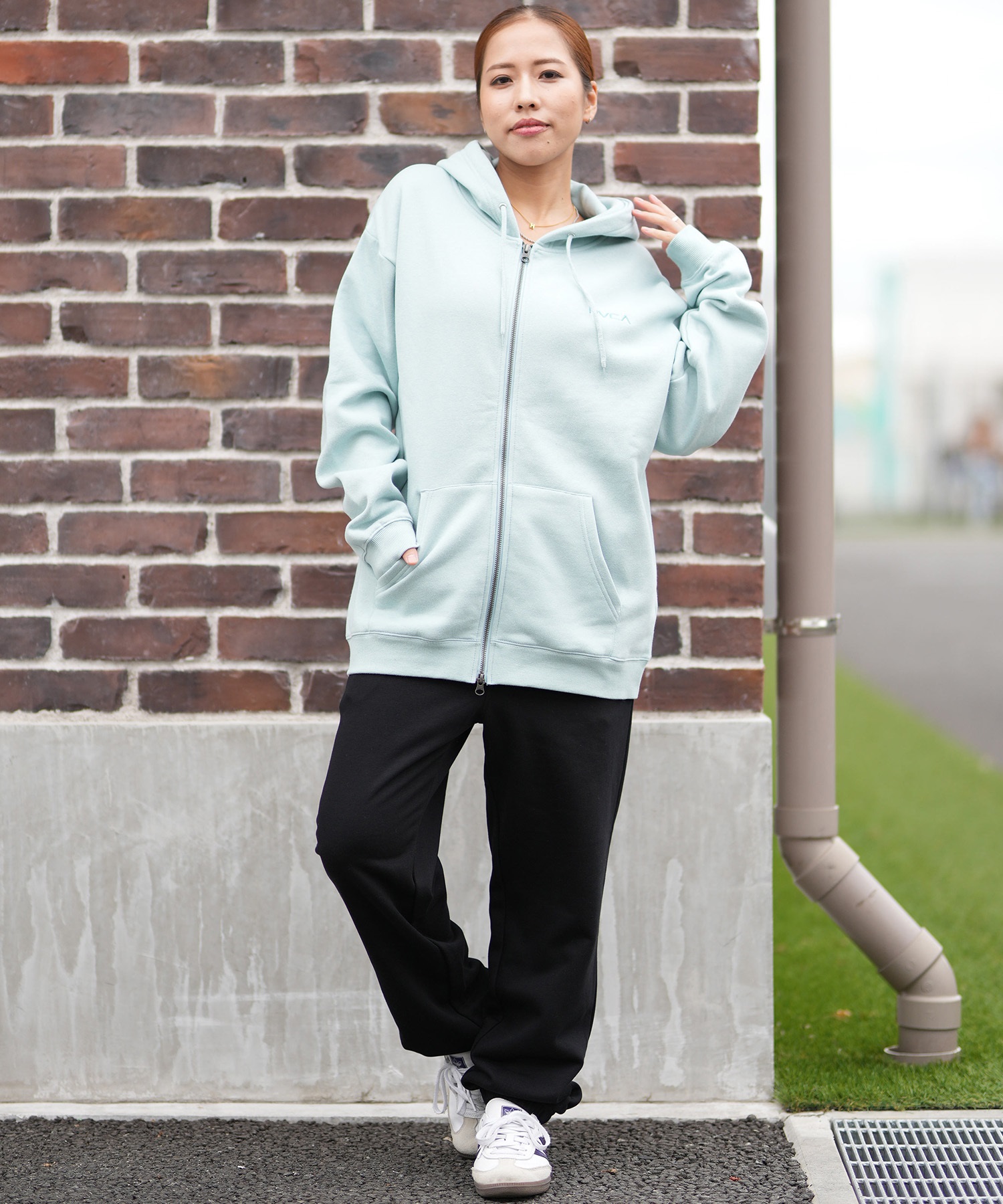 RVCA ルーカ ロングパンツ レディース スウェット パンツ ロゴ セットアップ対応 BF044-702(BLK-S)