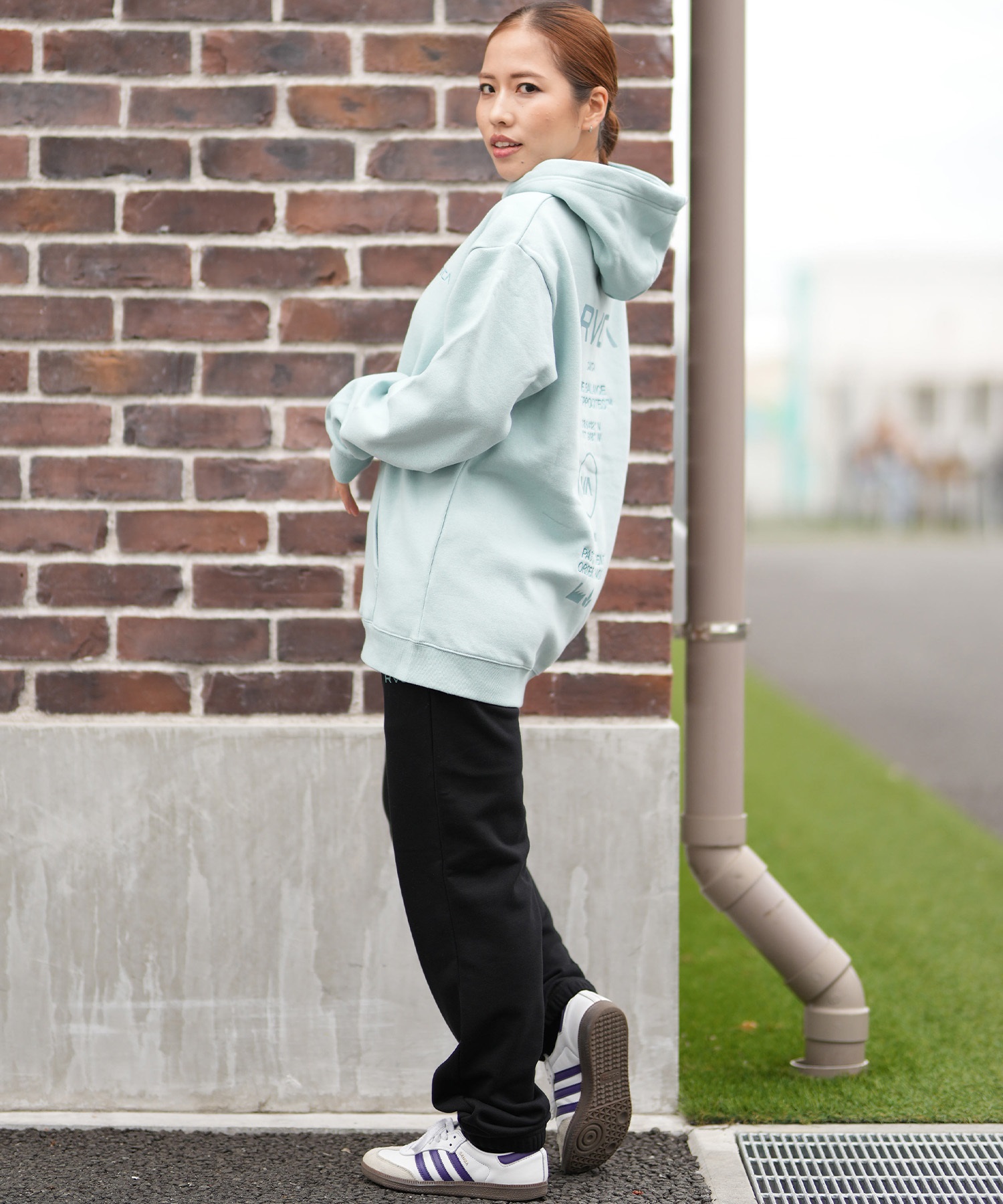 RVCA ルーカ ロングパンツ レディース スウェット パンツ ロゴ セットアップ対応 BF044-702(BLK-S)