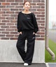 RVCA ルーカ ロングパンツ バギー スウェットパンツ レディース ロゴ ワンポイント WIDE SWEAT NEAT LONG PANTS BF044-P71(BLK-S)