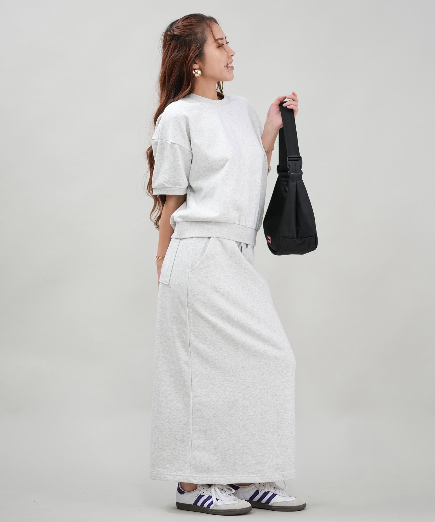 スカート スウェットロングスカート「セットアップ対応」 レディース スウェットロングスカートセットアップ対応を使った人気