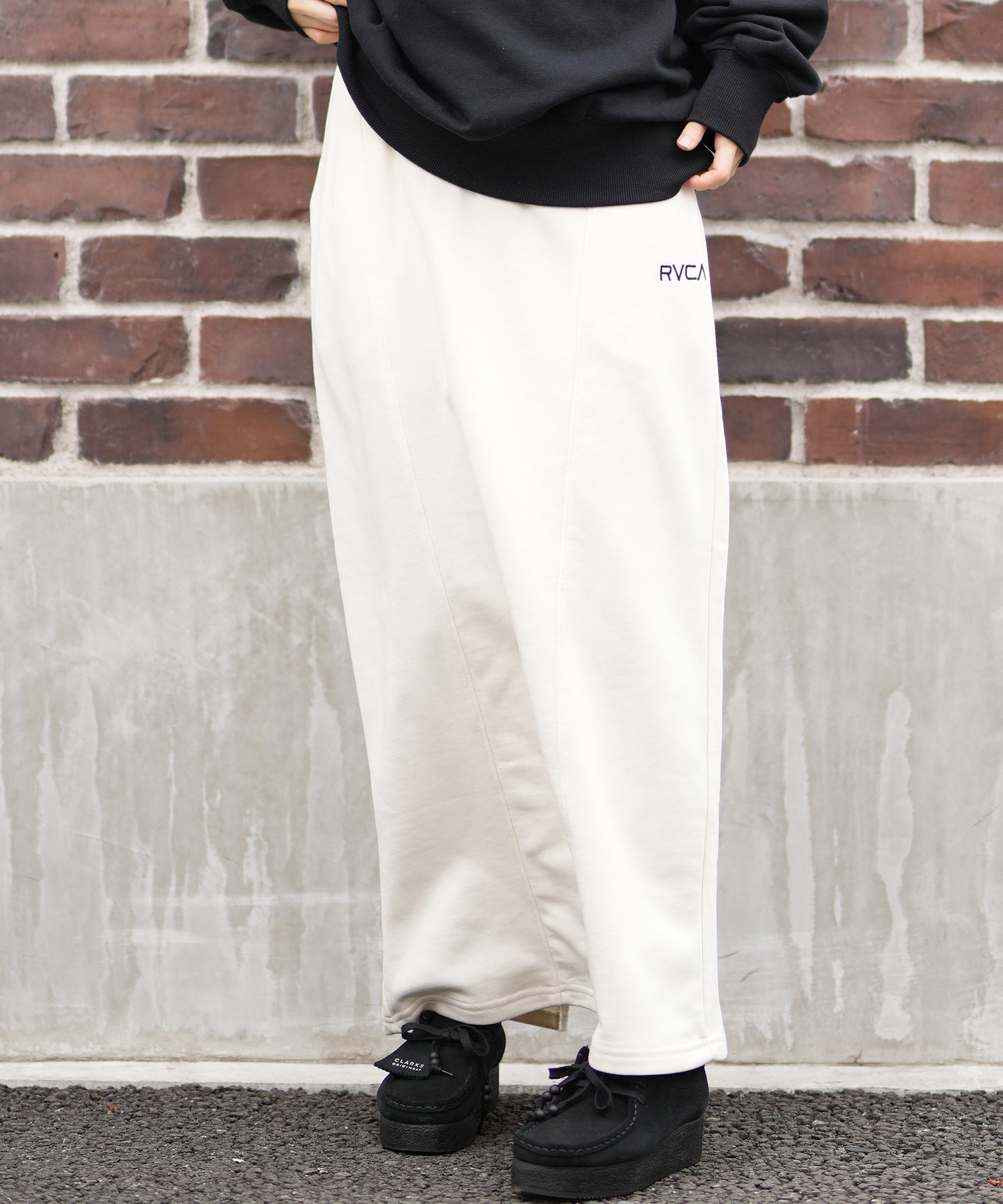 RVCA ルーカ スカート レディース ロングスカート ロゴ セットアップ対応 MINI RVCA SWEAT SKIRT BF044-602(BLK-S)