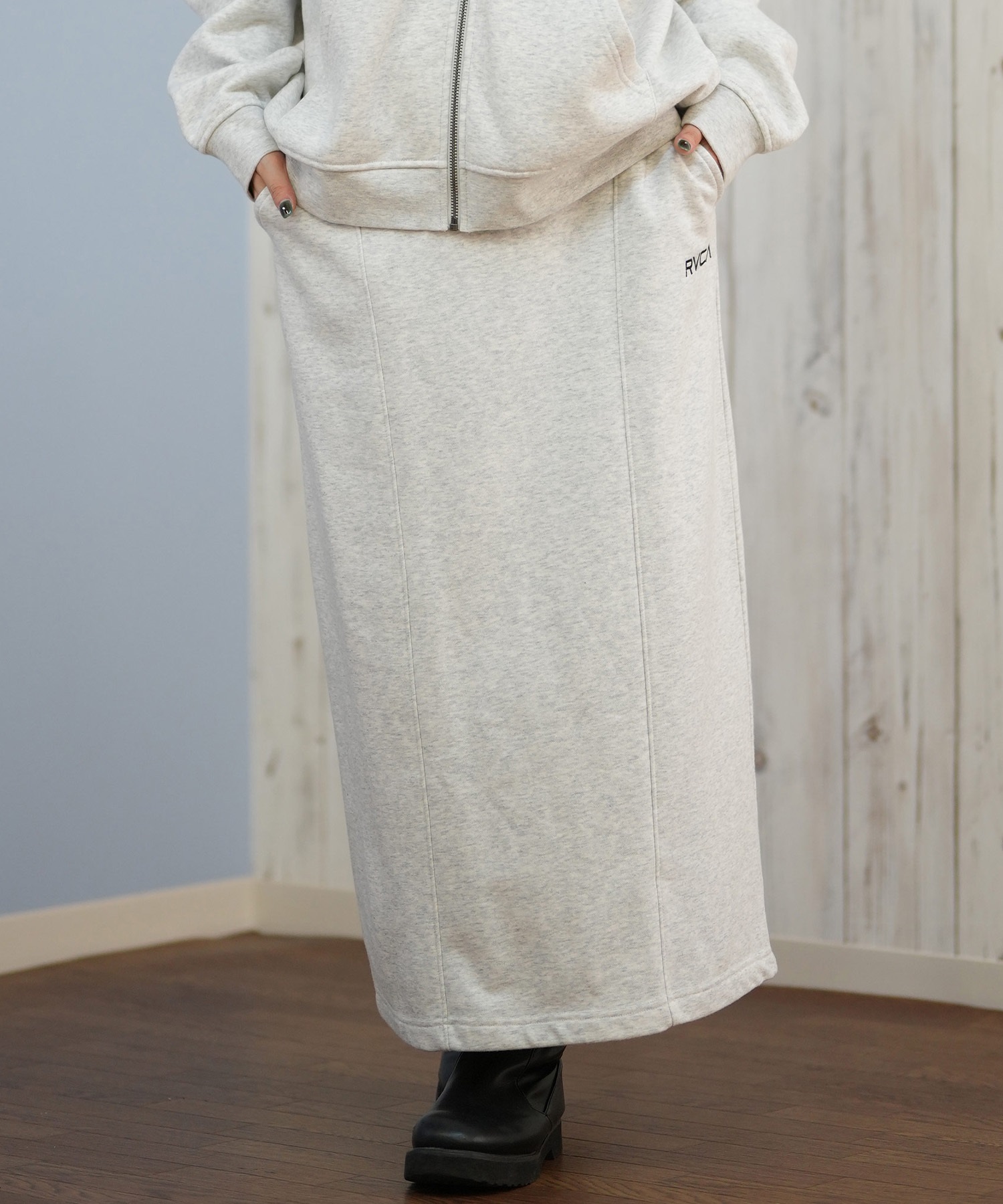 フウロ トレーナーズカード RVCA ルーカ スカート レディース ロングスカート ロゴ セットアップ