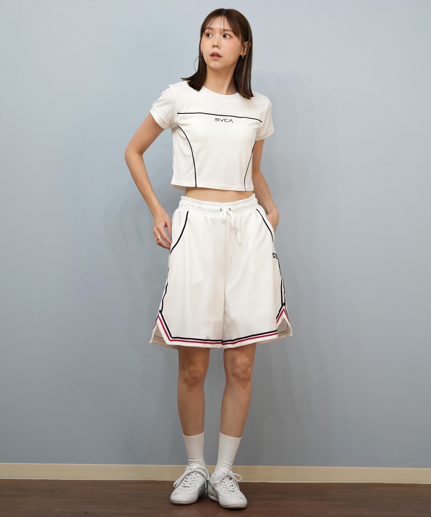 RVCA ルーカ 水着 トランクス レディース ショートパンツ ハーフパンツ パイピング 水陸両用 UVカット BF04C-P65(WHT-M)